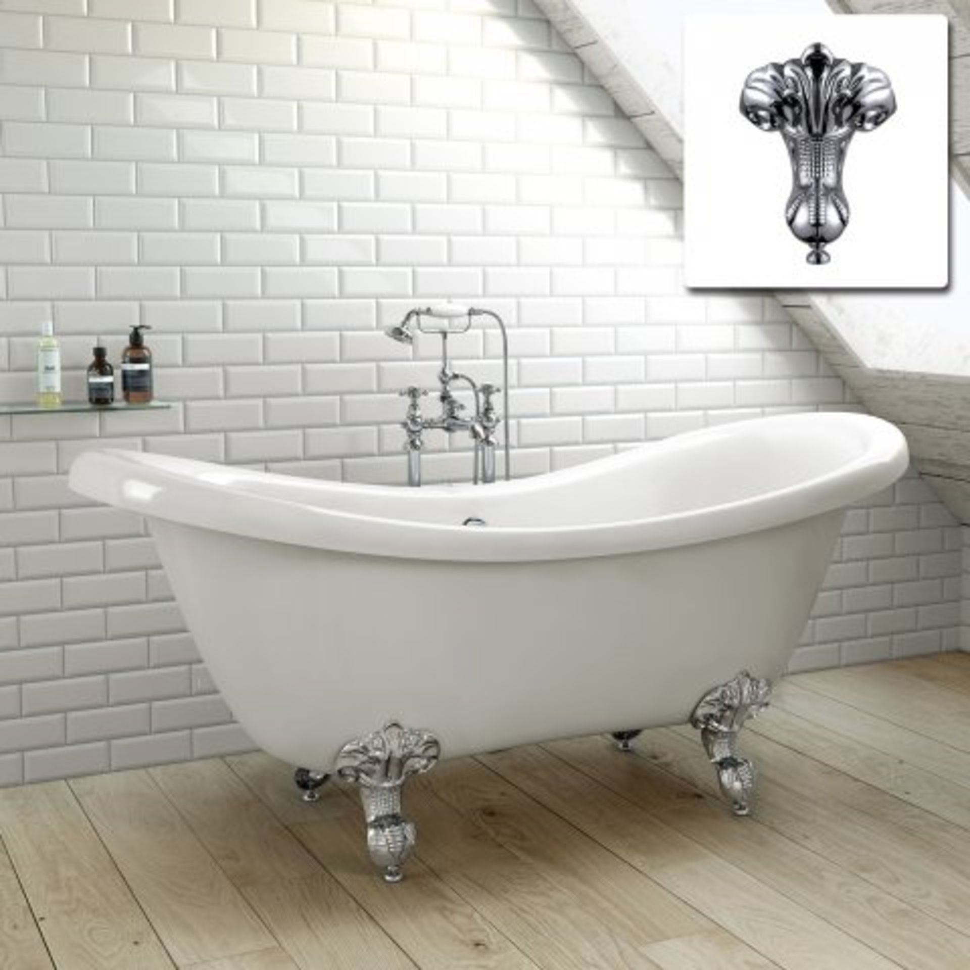 (O5) 1760mm Victoria Traditional Roll Top Double Slipper Bath - Ball Feet - Large. RRP £799.99.