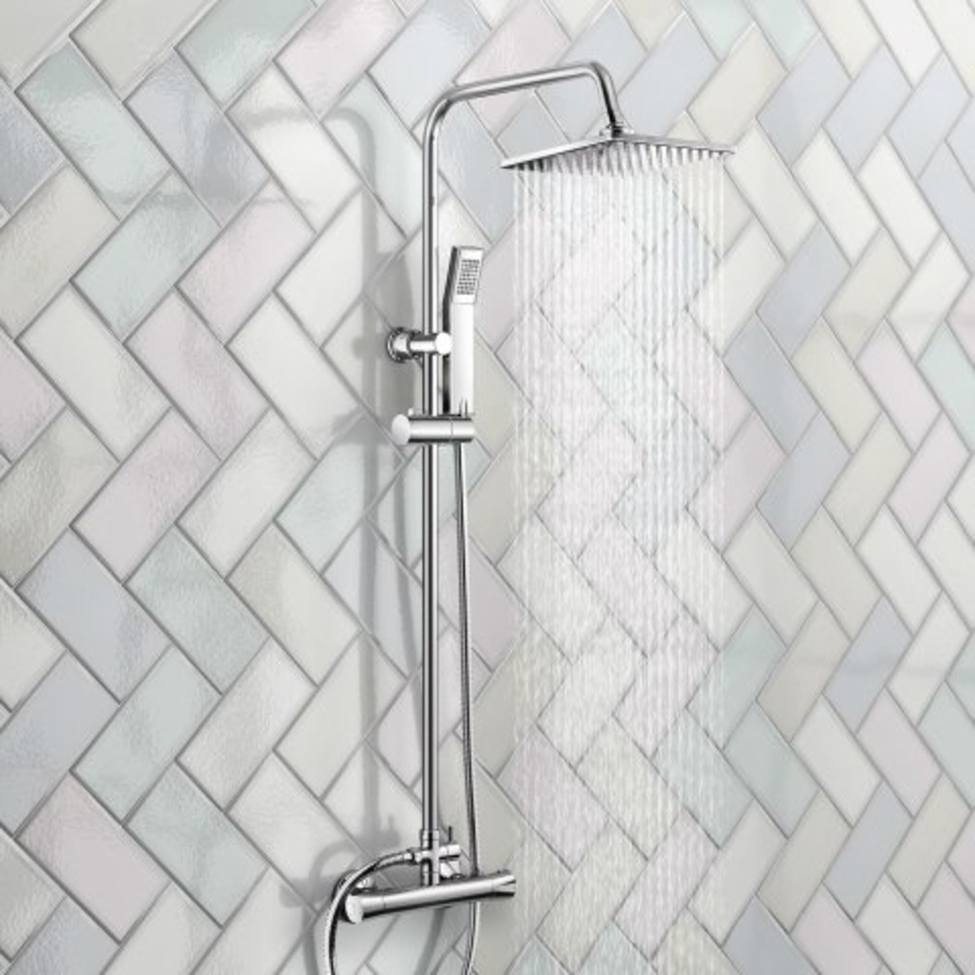 (O41) 200mm Square Head Thermostatic Exposed Shower Kit & Hand Held. RRP £249.99. Simplistic Style