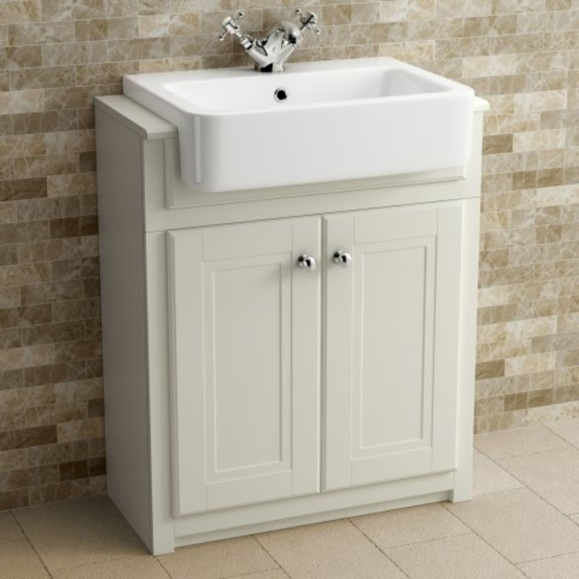 (O20) 667mm Cambridge Clotted Cream Floorstanding Basin Vanity Unit. RRP £599.99. COMES COMPLETE