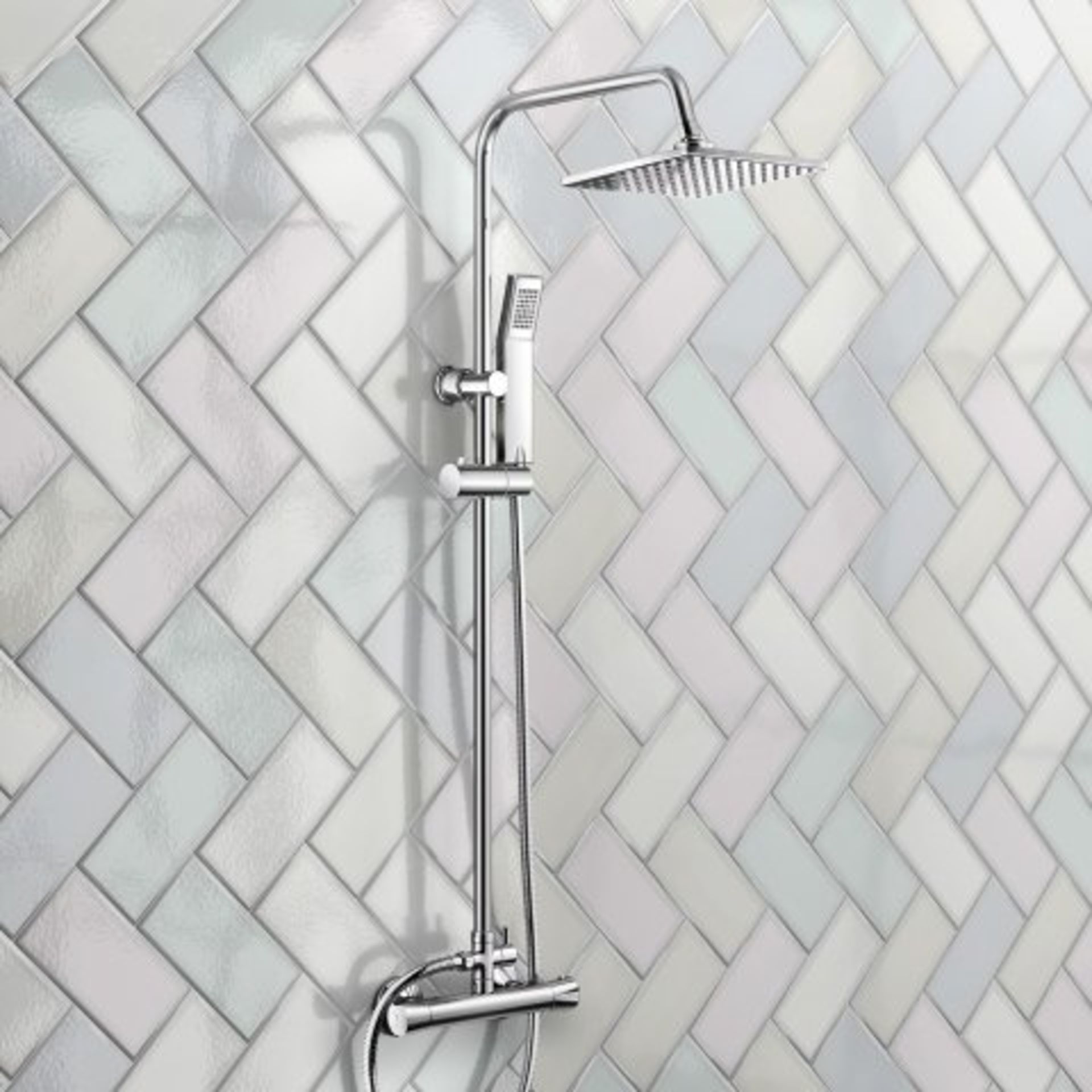 (O41) 200mm Square Head Thermostatic Exposed Shower Kit & Hand Held. RRP £249.99. Simplistic Style - Image 2 of 5