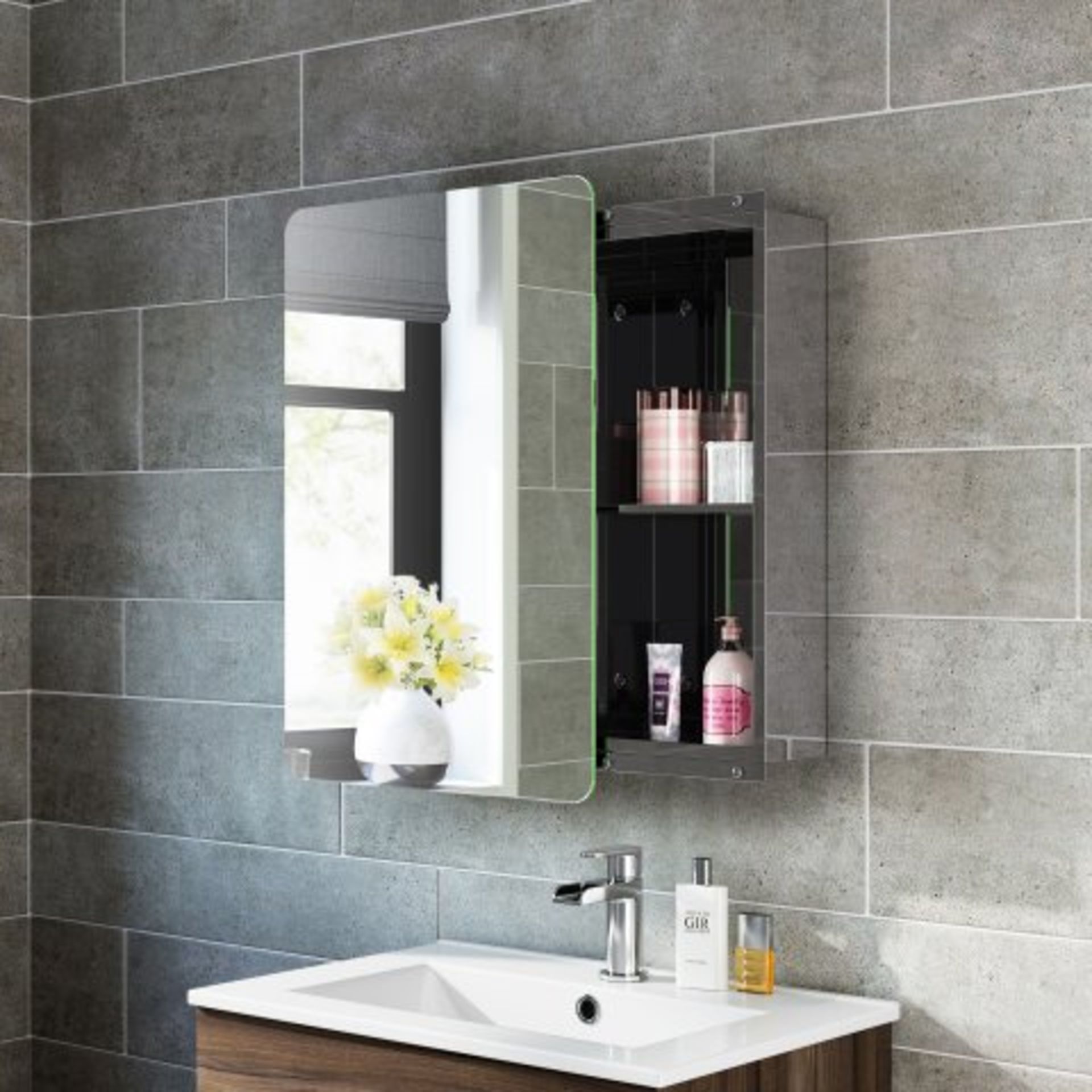 (O32) 660x460mm Liberty Stainless Steel Sliding Door Mirror Cabinet. RRP £249.99. This stunning - Image 2 of 4