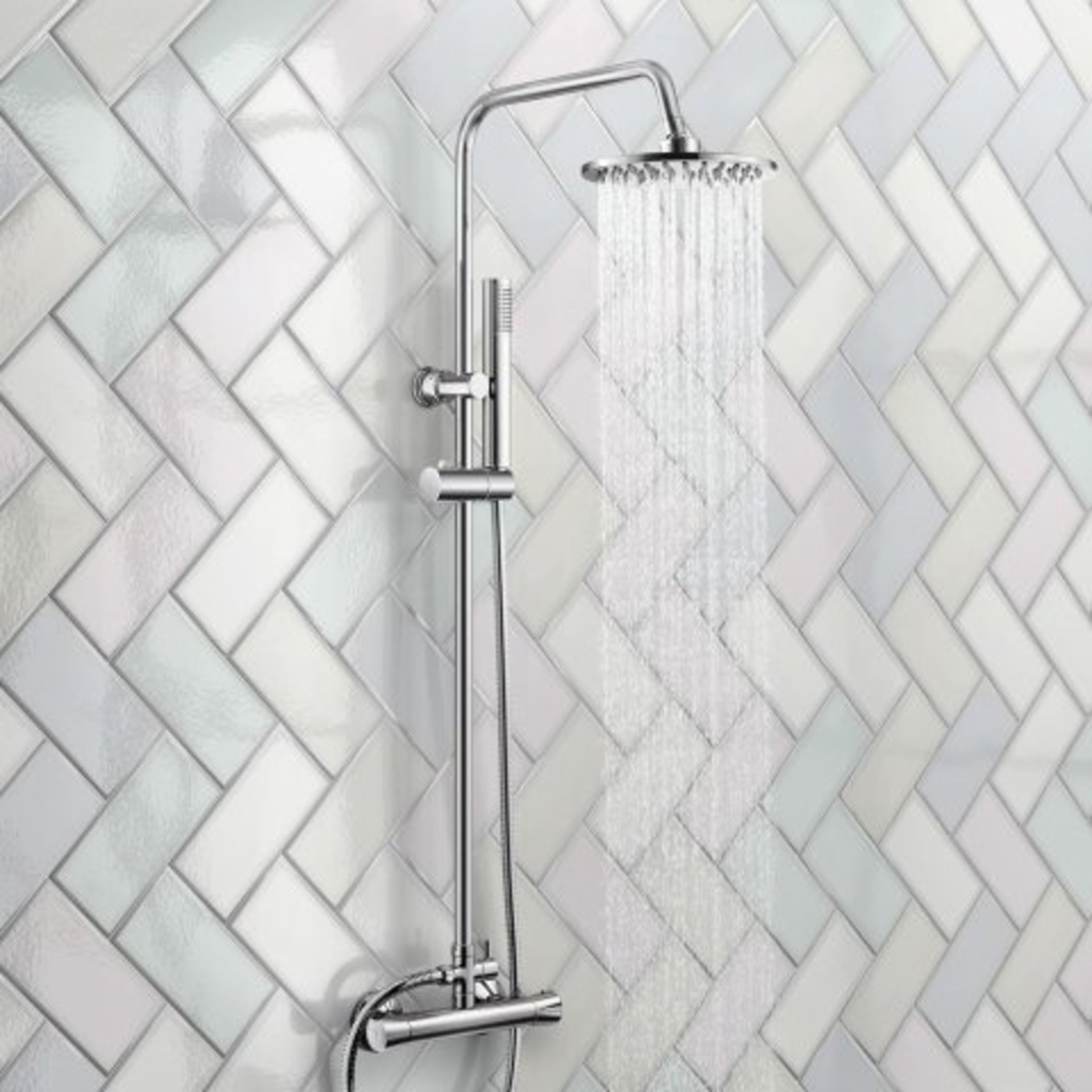 (O42) 200mm Round Head Thermostatic Exposed Shower Kit & Hand Held. RRP £249.99. Simplistic Style