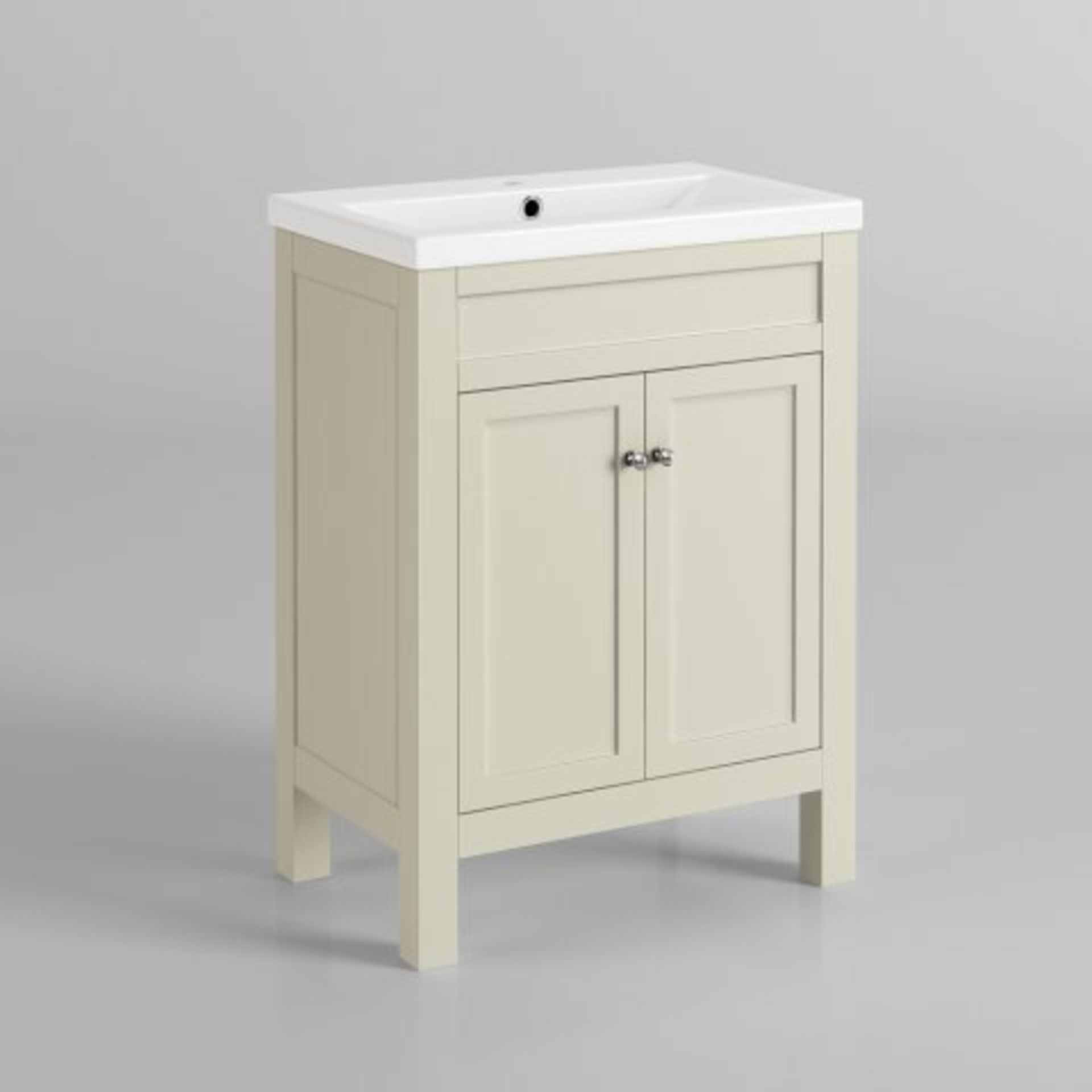 (O18) 600mm Melbourne Clotted Cream Double Door Vanity Unit - Floor Standing. RRP £474.99. COMES - Image 4 of 5