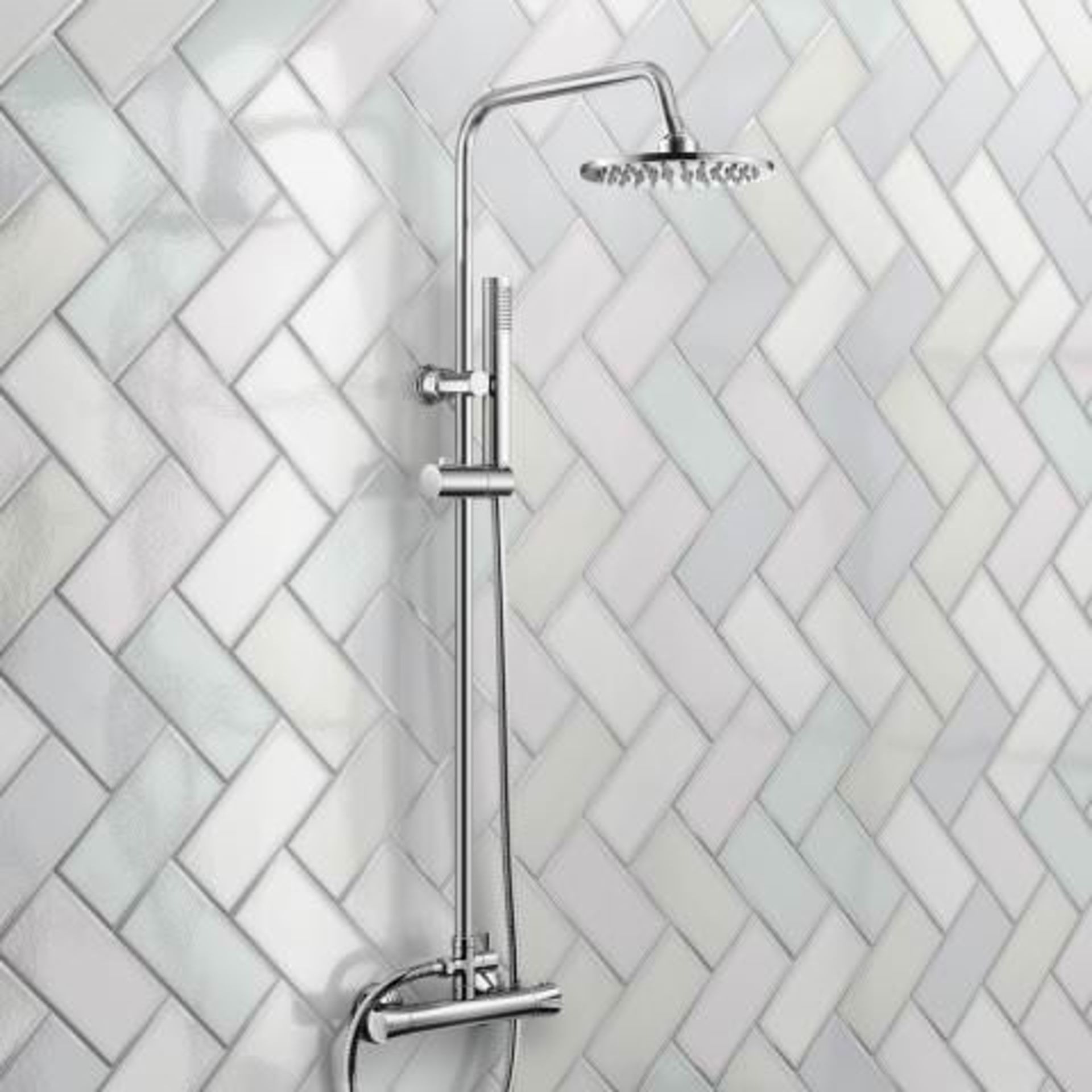 (O42) 200mm Round Head Thermostatic Exposed Shower Kit & Hand Held. RRP £249.99. Simplistic Style - Image 2 of 5