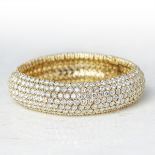 Unbranded, 18k Yellow Gold Round Brilliant Cut 49.00ct Diamond Cluster Bracelet