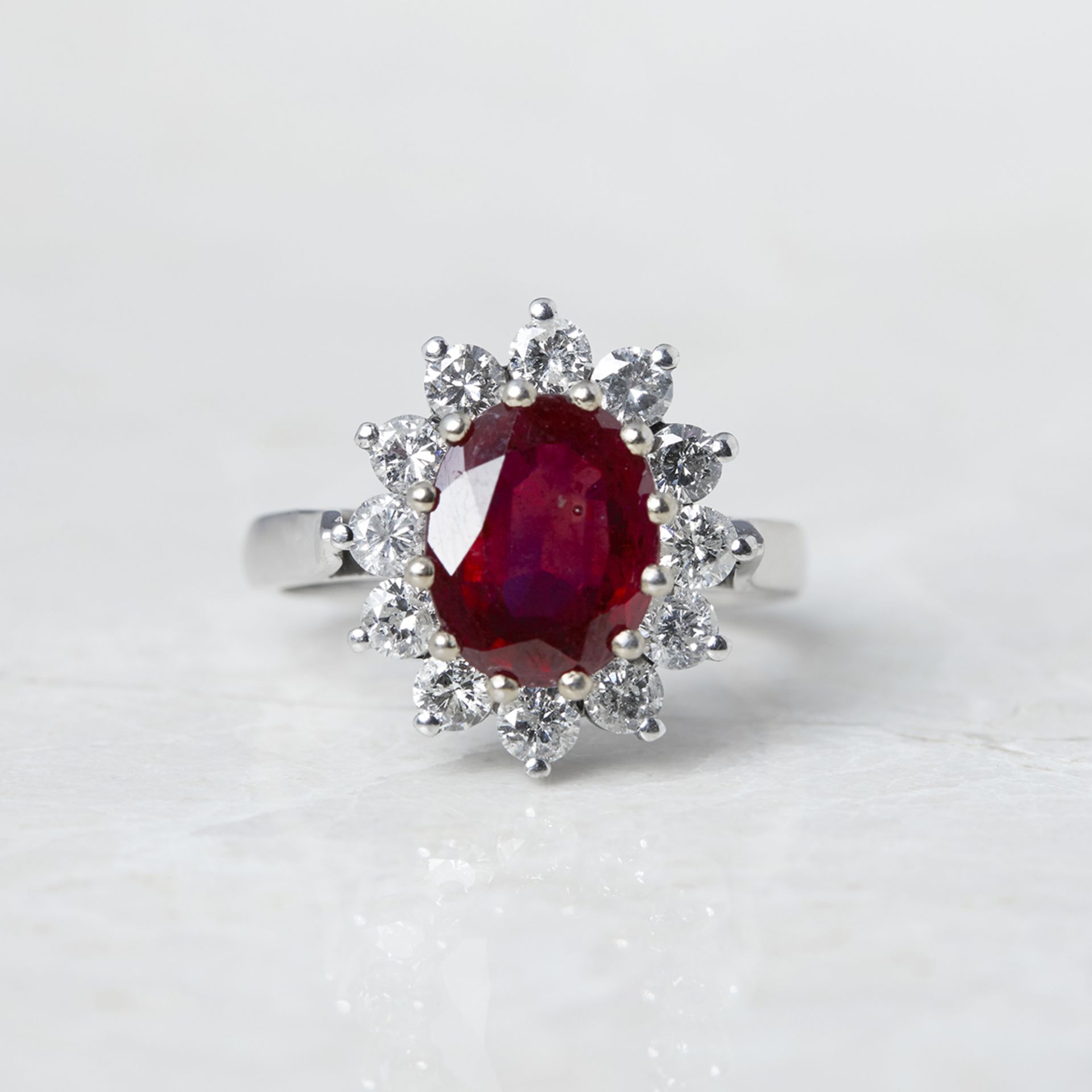 Unbranded, 18k White Gold 2.50ct Ruby & 1.00ct Diamond Cocktail Ring