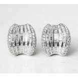 Unbranded, 18k White Gold 12.00ct Baguette & Round Cut Diamond Earrings