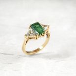 Unbranded, 18k Yellow Gold 1.25ct Emerald & 1.00ct Diamond Ring