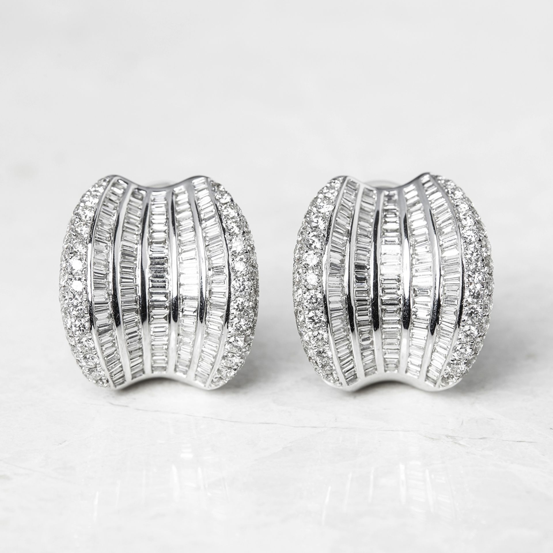 Unbranded, 18k White Gold 12.00ct Baguette & Round Cut Diamond Earrings - Image 2 of 7