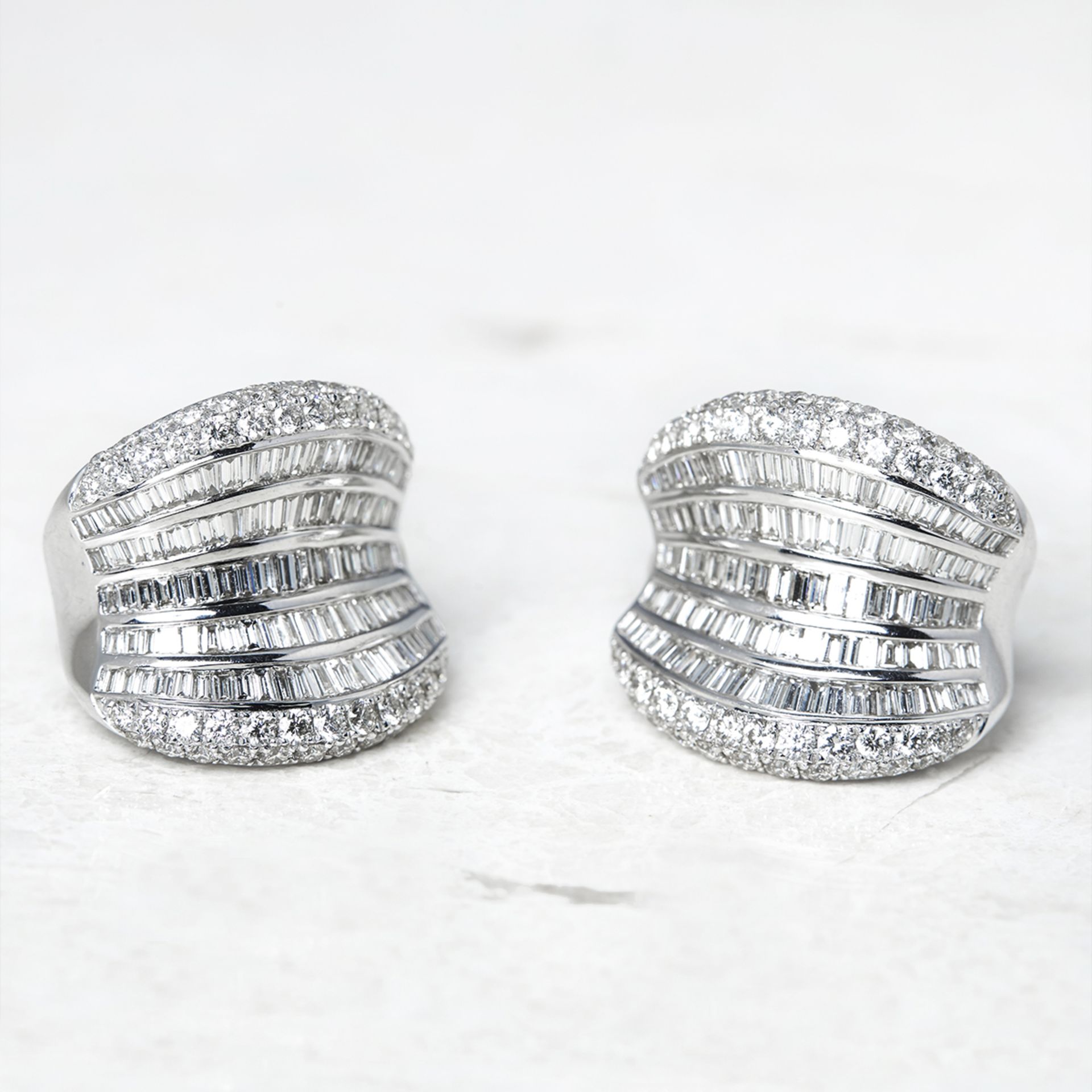 Unbranded, 18k White Gold 12.00ct Baguette & Round Cut Diamond Earrings - Image 5 of 7
