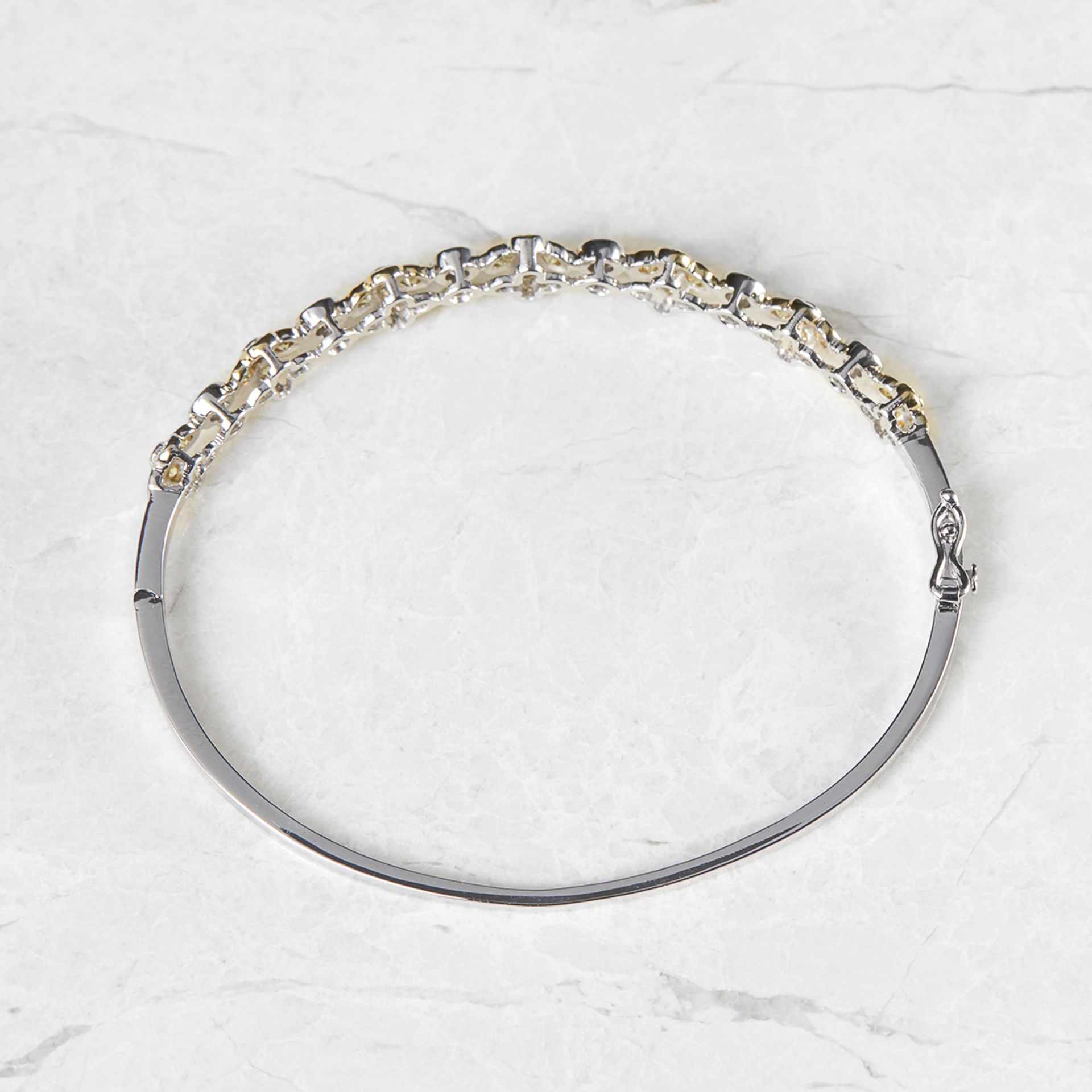 Unbranded, 18k White Gold Fancy Yellow Diamond Floral Bangle - Image 6 of 6