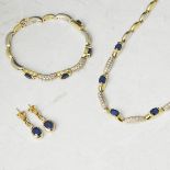 18k Yellow & White Gold 12.48ct Sapphire & 1.24ct Diamond Necklace, Bracelet & Earrings Suite