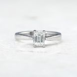 Mappin & Webb, Platinum Emerald Cut 0.81ct Diamond Ring