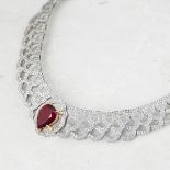 Unbranded, 14 White Gold 12.00ct Ruby & 10.75ct Diamond Vintage Necklace