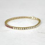 Unbranded, 18k Yellow Gold 3.50ct Ruby & 3.50ct Diamond Tennis Bracelet