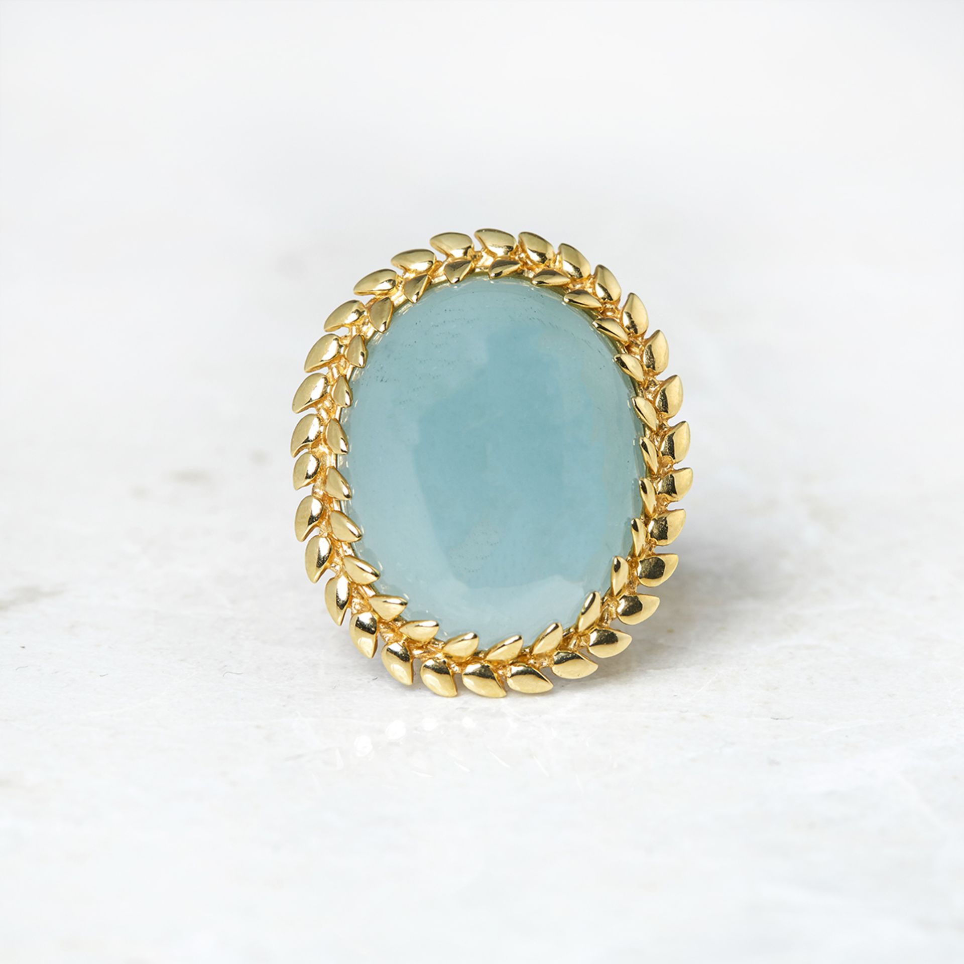 Carla Amorim, 18k Yellow Gold Cabochon Aquamarine Ring - Image 2 of 7