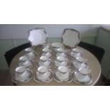 Large 40 piece bone china vintage tea set by Tuscan. All in good condition except one tiny chip to