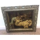 Victorian crystoleum Maud Goodman Santa Claus in original ornate gilt frame. A beautiful