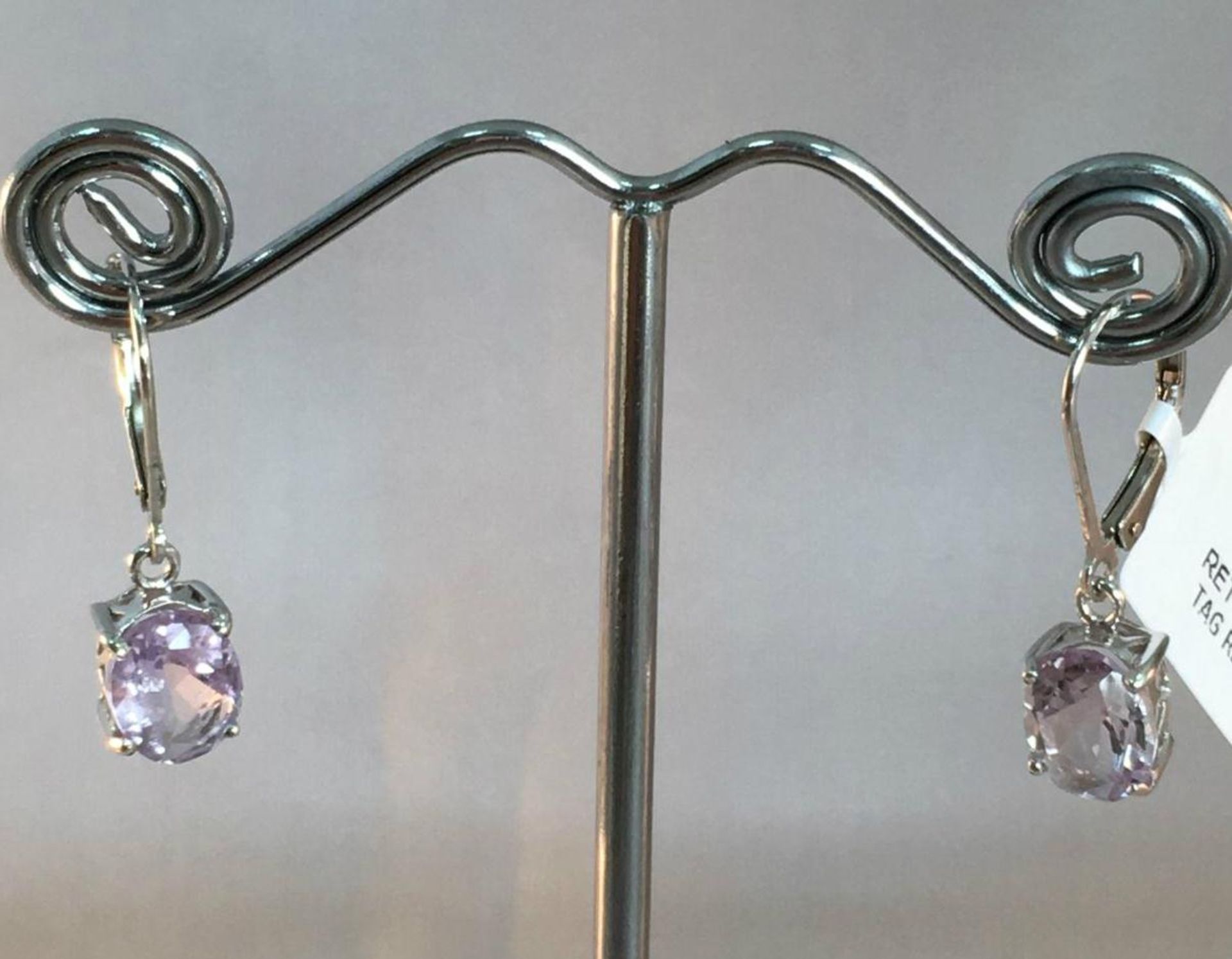3ct Rose De France Amethyst Lever Back Earrings in Rhodium Plated 925 Silver. Includes free UK