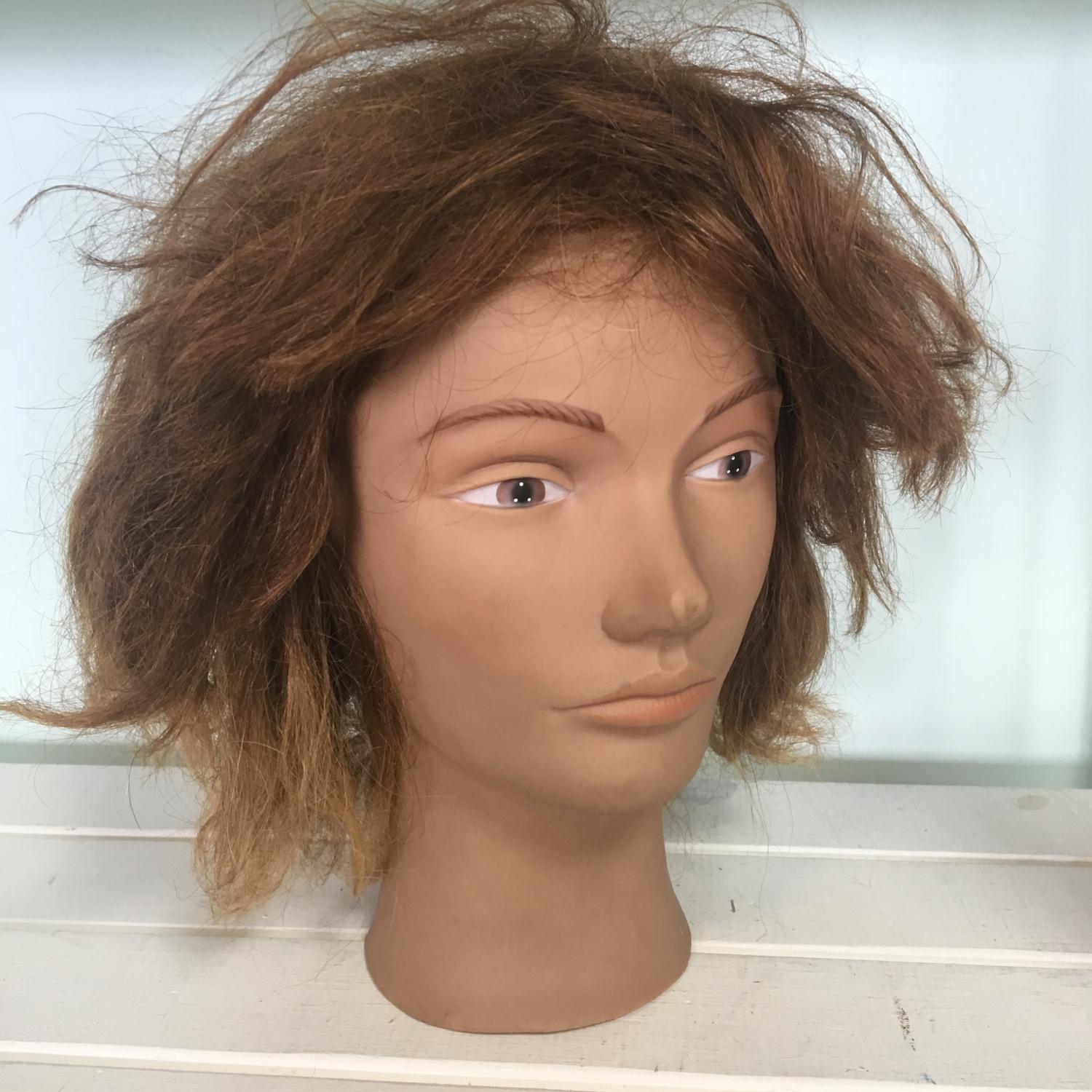 Vintage display model head with real hair. Includes free UK delivery.