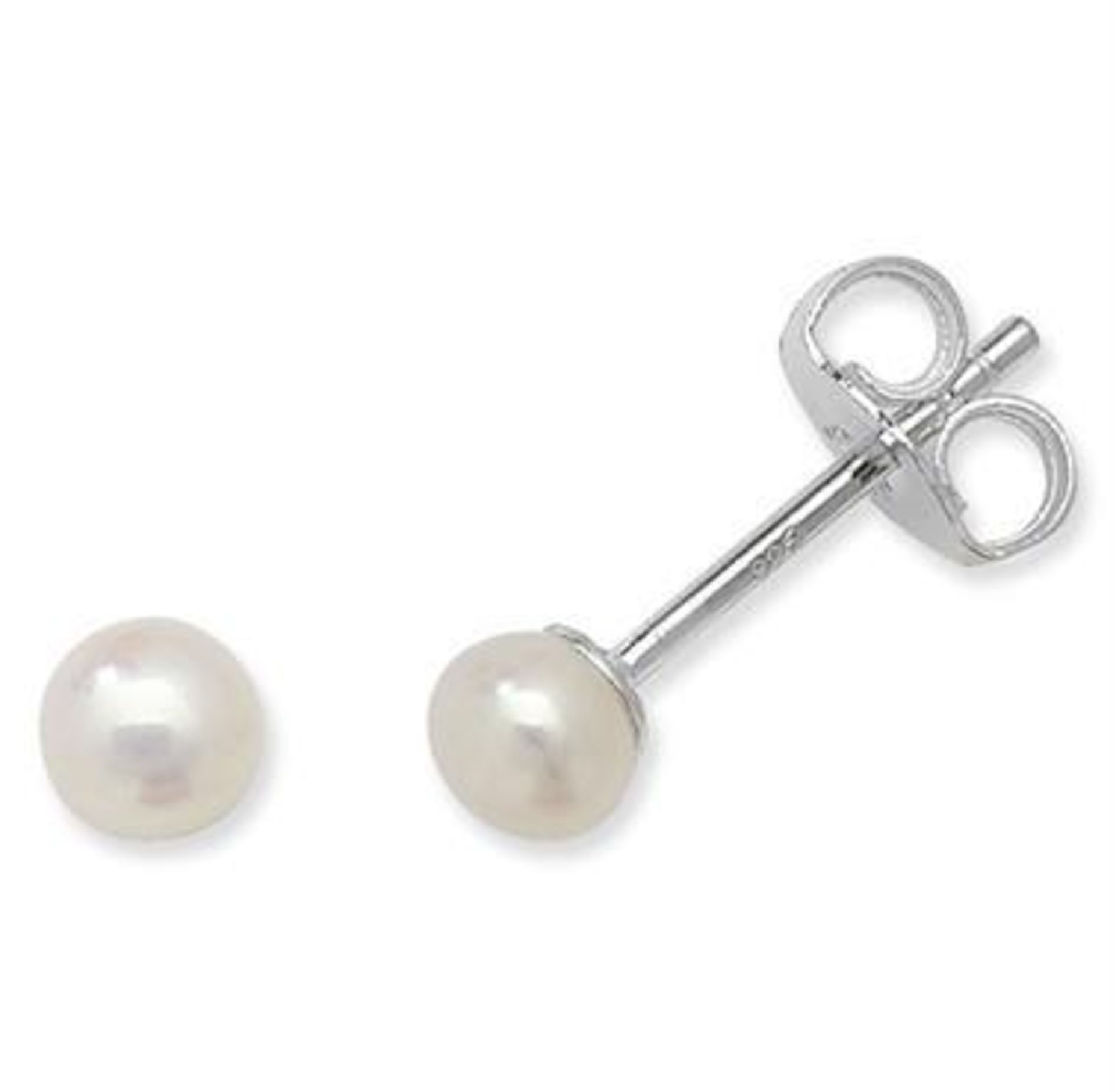 Trade quantity - 5 x Genuine 5mm freshwater pearl stud earrings on sterling silver. Brand new