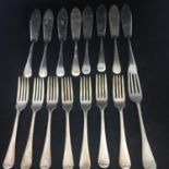 SET OF 8 MAPPIN & WEBB SILVER PLATED FISH KNIVES AND FORKS. The hammer price includes free packing &