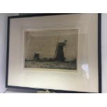 Andrew Watson Turnbull, artist proof etching of Oatwood Mills Surrey, 19x28cm, label verso