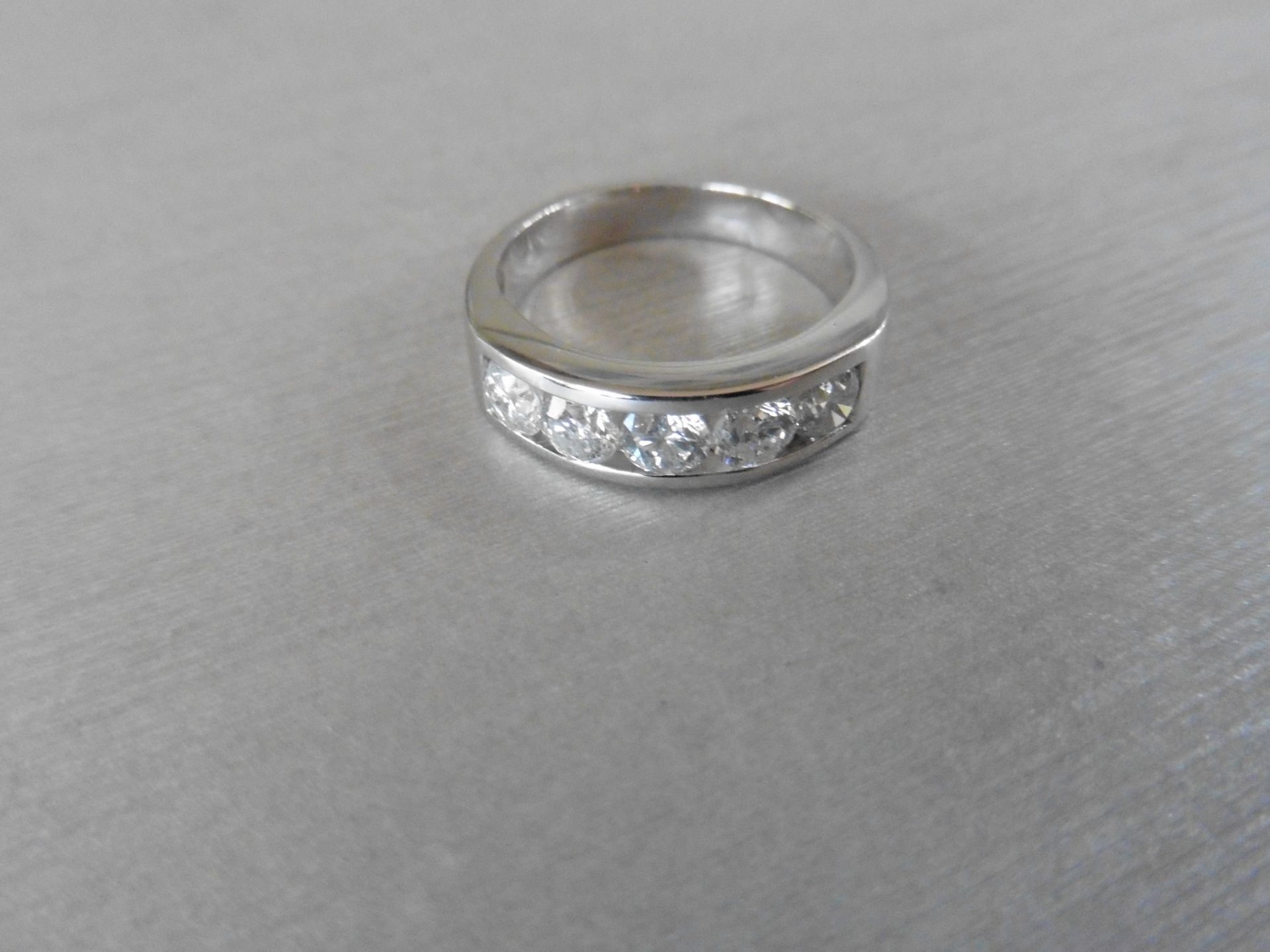 1.25ct diamond eternity style, band ring. Set with 5 brilliant cut diamonds, I colour and Si3 - Image 3 of 3
