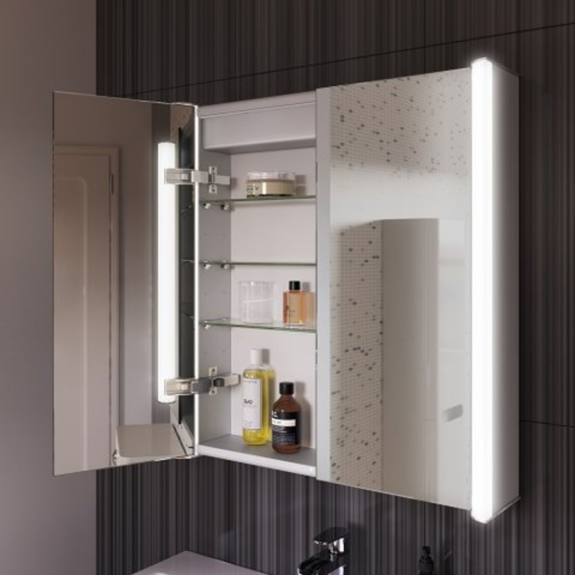 (I26) 600x650mm Bloom Illuminated LED Mirror Cabinet & Shaver Socket. RRP £699.99. LED Power The LED - Image 2 of 5