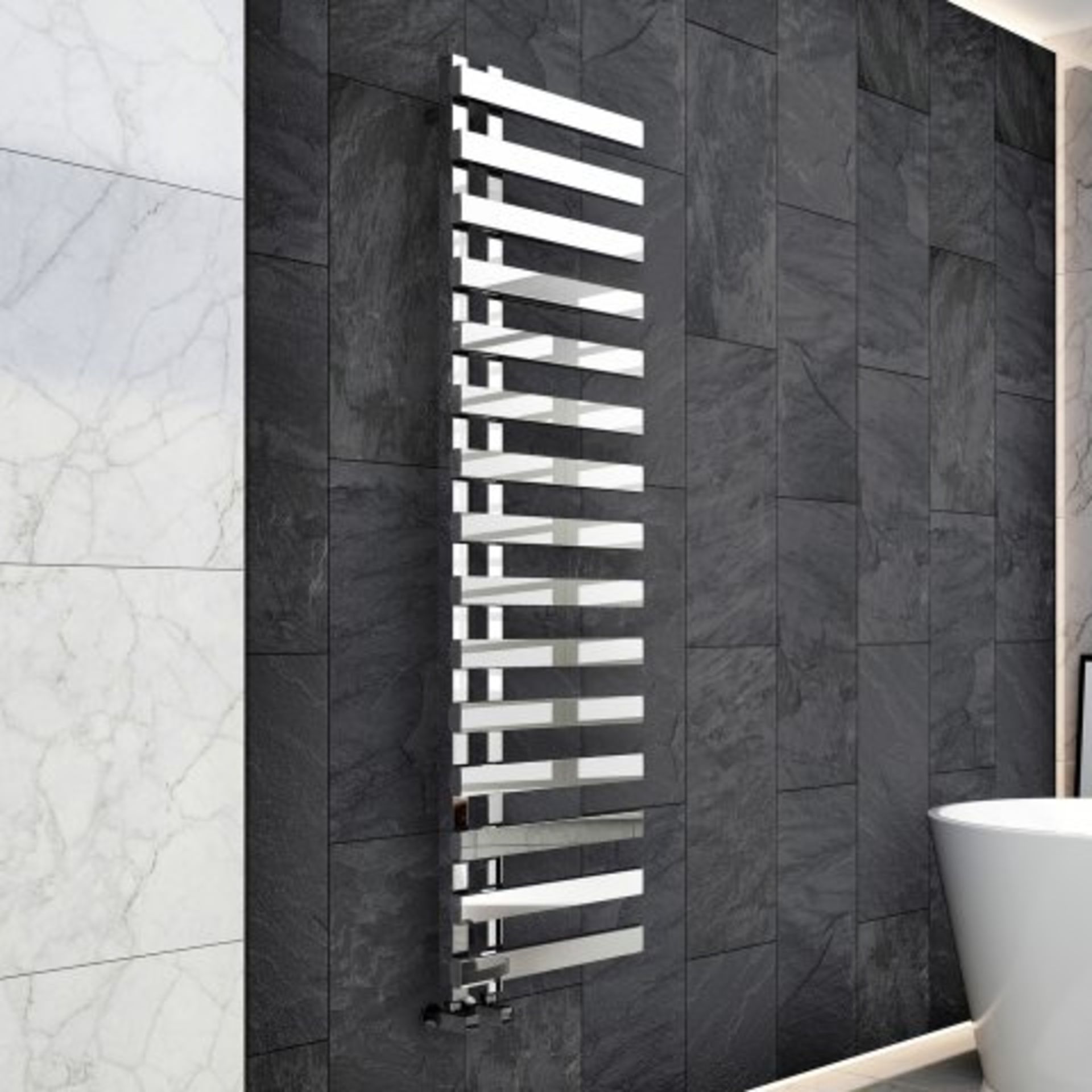 (I1) 1600x450mm Chrome Designer Towel Radiator - Flat Panel. RRP £724.99. We bring you a new