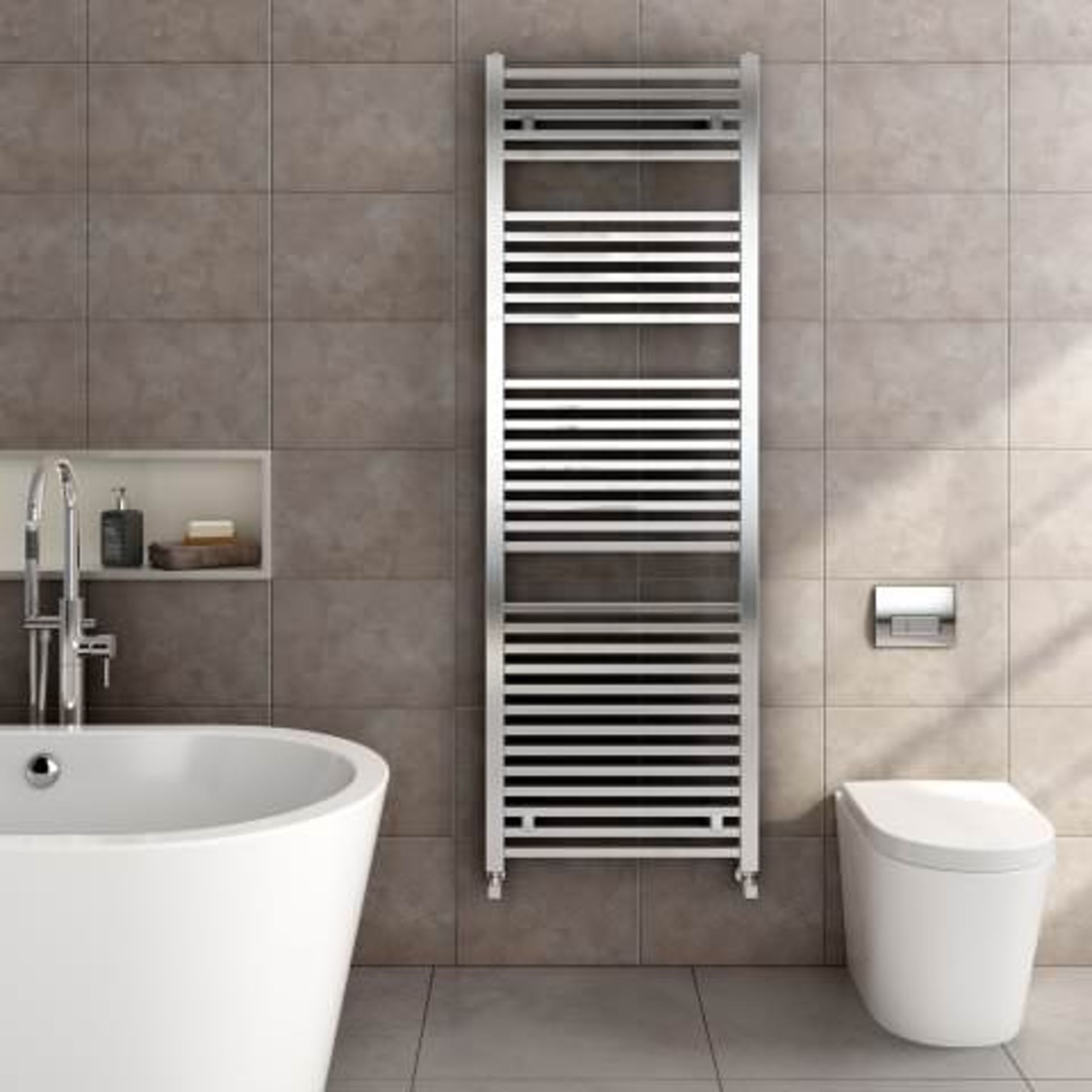 (I43) 1800x600mm Chrome Square Rail Ladder Towel Radiator - Virginia Premium. RRP £524.99. Our - Image 3 of 5