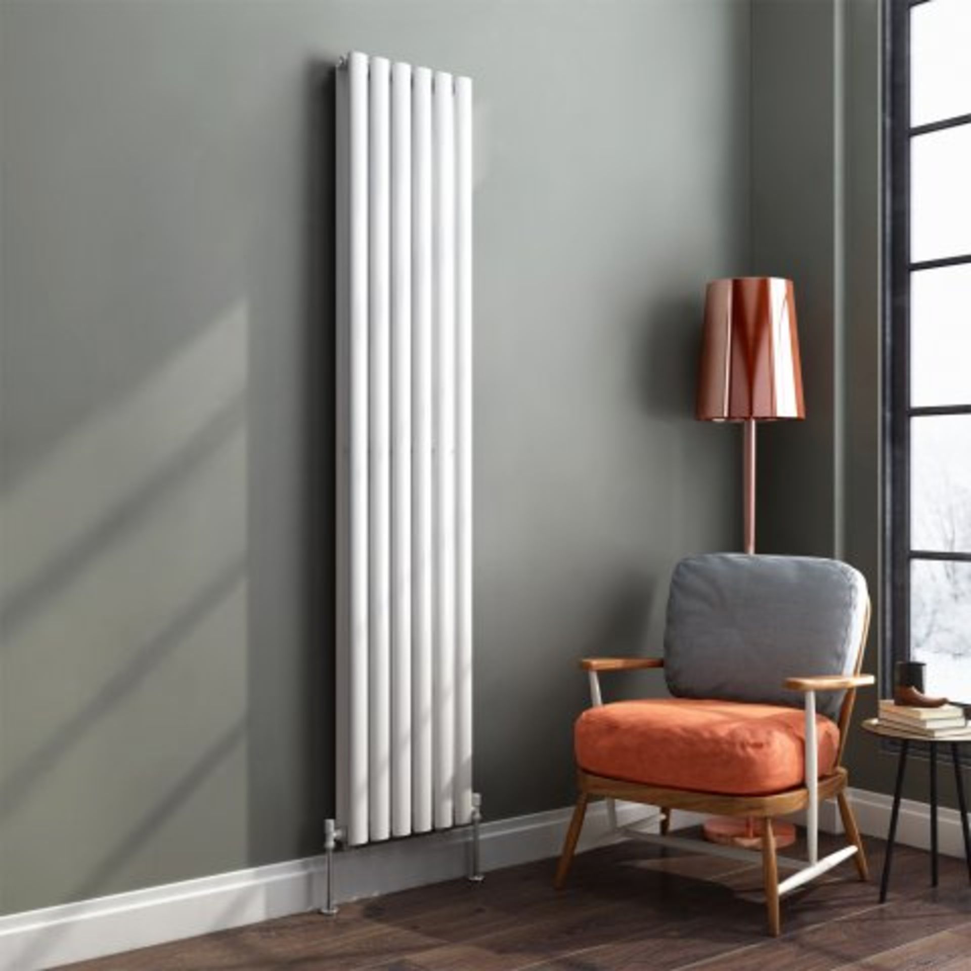 (I10) 1800x360mm Gloss White Double Oval Tube Vertical Radiator - Ember Premium. RRP £271.99. - Image 2 of 5