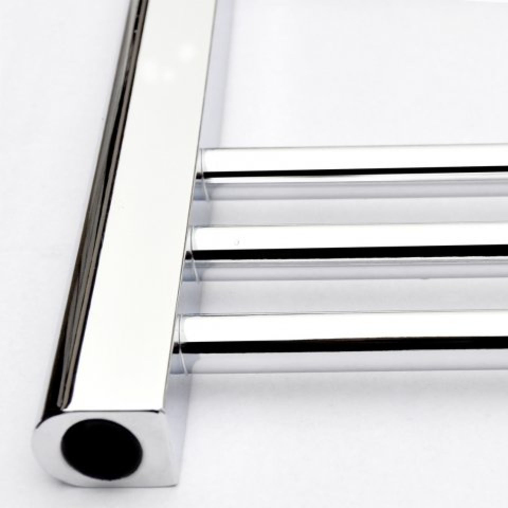 (I50) 1200x500mm - 19mm Tubes - Chrome Heated Straight Rail Ladder Towel Radiator - Ella - Image 4 of 5