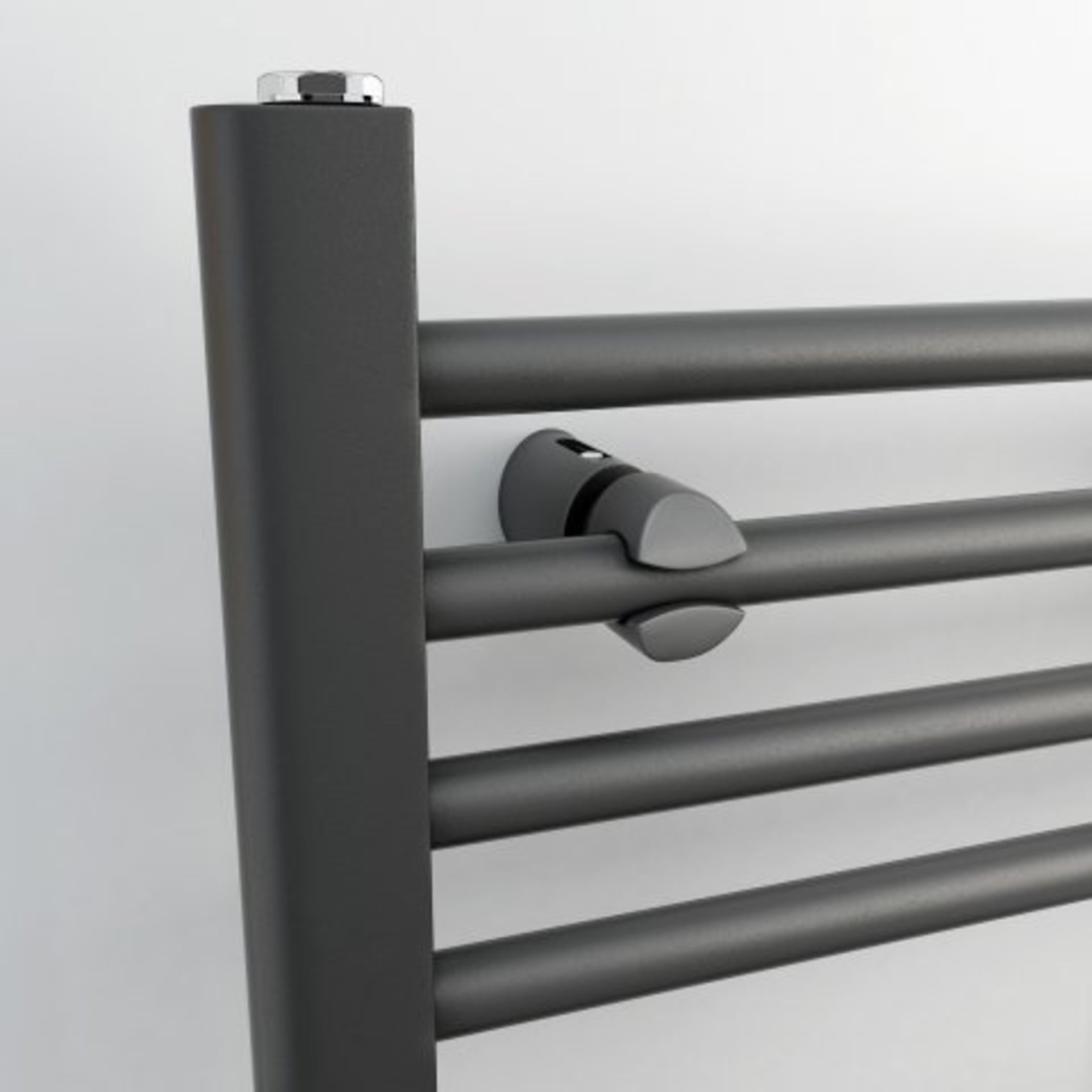 (I35) 1200x450mm - 20mm Tubes - Anthracite Heated Straight Rail Ladder Towel Radiator- Natasha. - Image 4 of 5