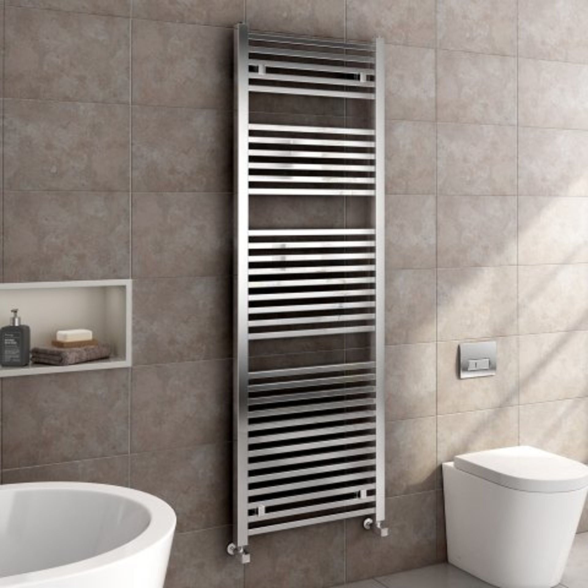 (I43) 1800x600mm Chrome Square Rail Ladder Towel Radiator - Virginia Premium. RRP £524.99. Our - Image 2 of 5