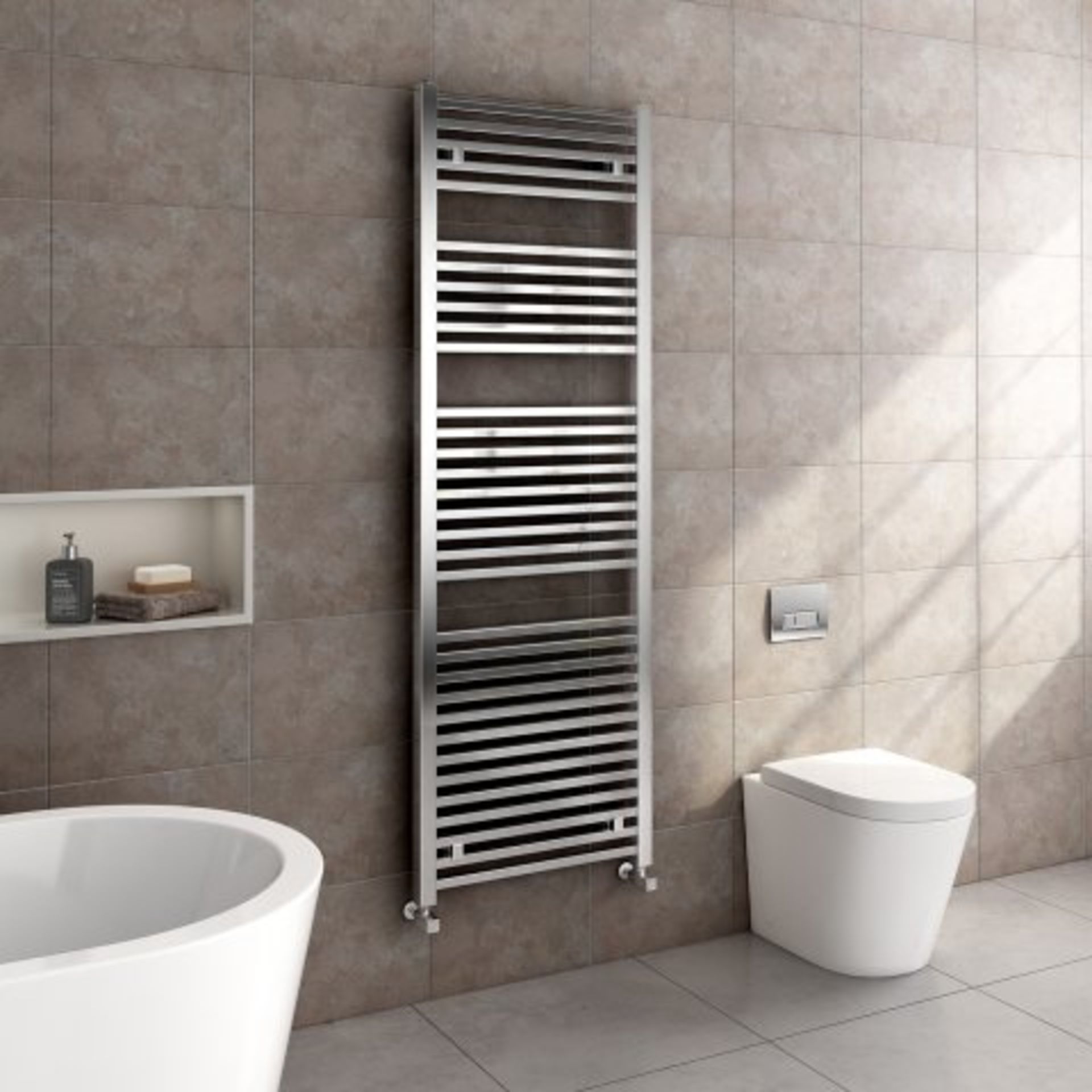 (I43) 1800x600mm Chrome Square Rail Ladder Towel Radiator - Virginia Premium. RRP £524.99. Our - Image 4 of 5