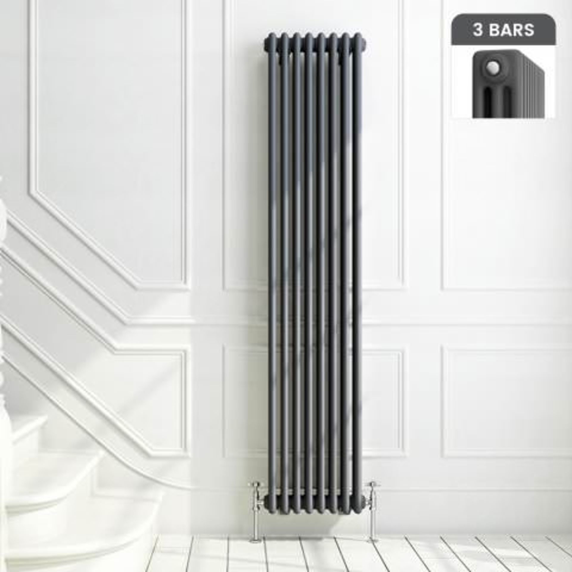 (I9) 1800x380mm Anthracite Triple Panel Vertical Colosseum Radiator - Roma Premium. RRP £599.98.