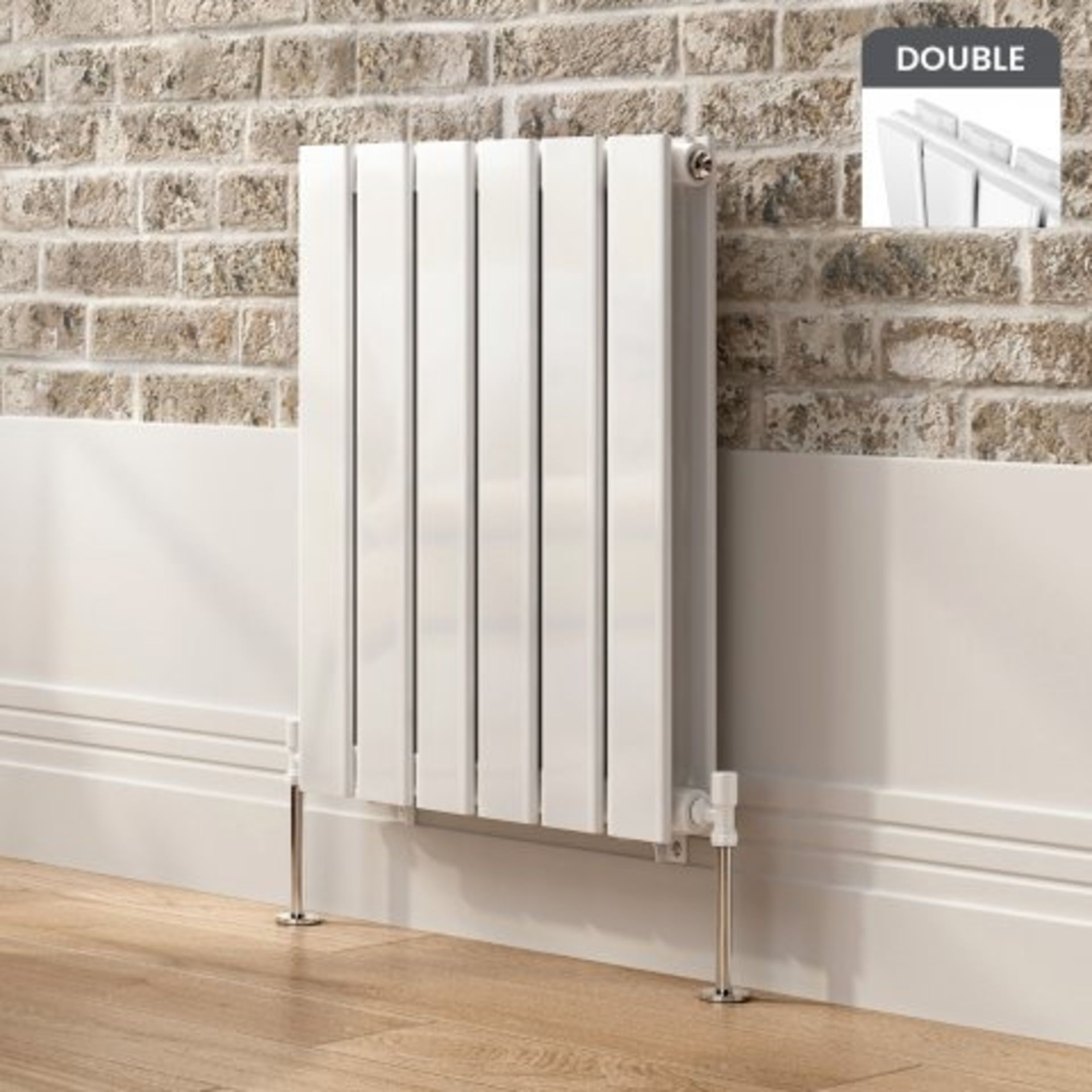 (I48) 600x456mm Gloss White Double Flat Panel Horizontal Radiator - Hayes Premium. RRP £249.99.