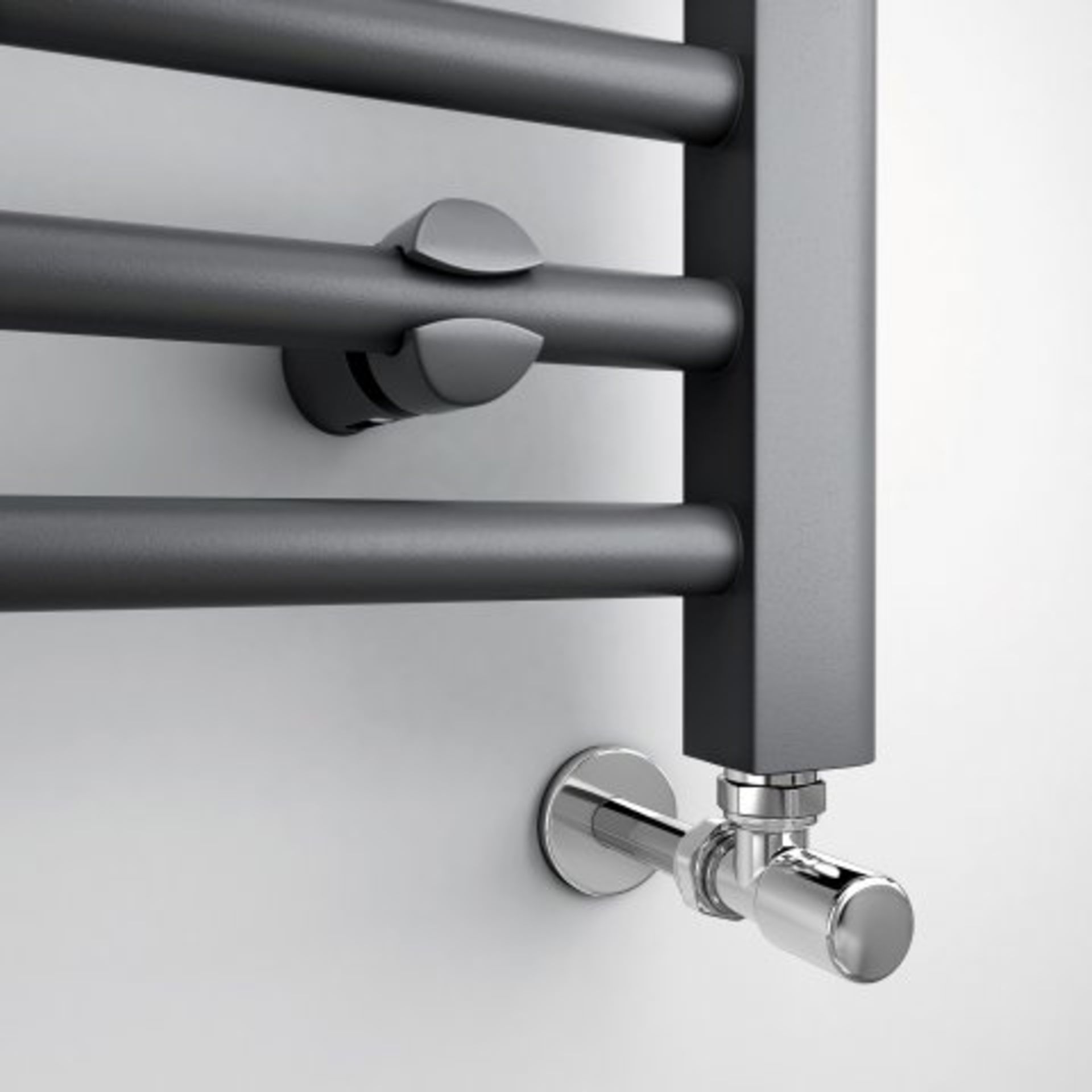 (I35) 1200x450mm - 20mm Tubes - Anthracite Heated Straight Rail Ladder Towel Radiator- Natasha. - Image 5 of 5