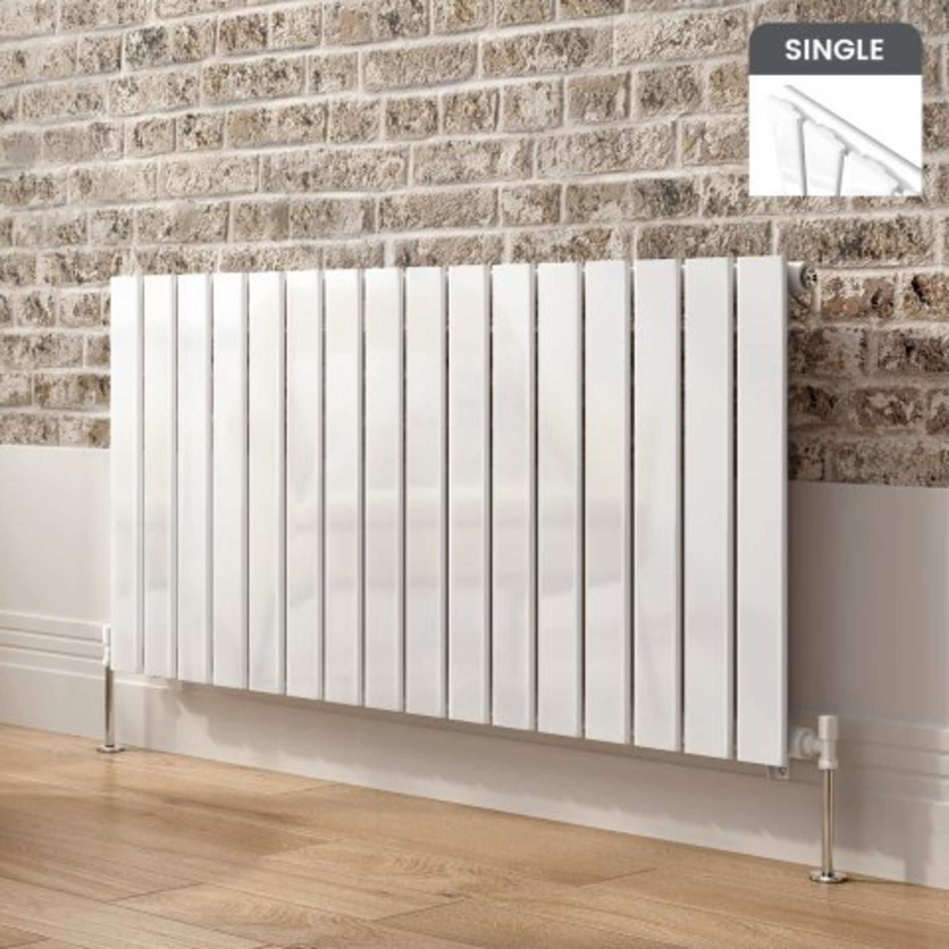 (I45) 600x1210mm Gloss White Single Flat Panel Horizontal Radiator - Hayes Premium. RRP £247.99.