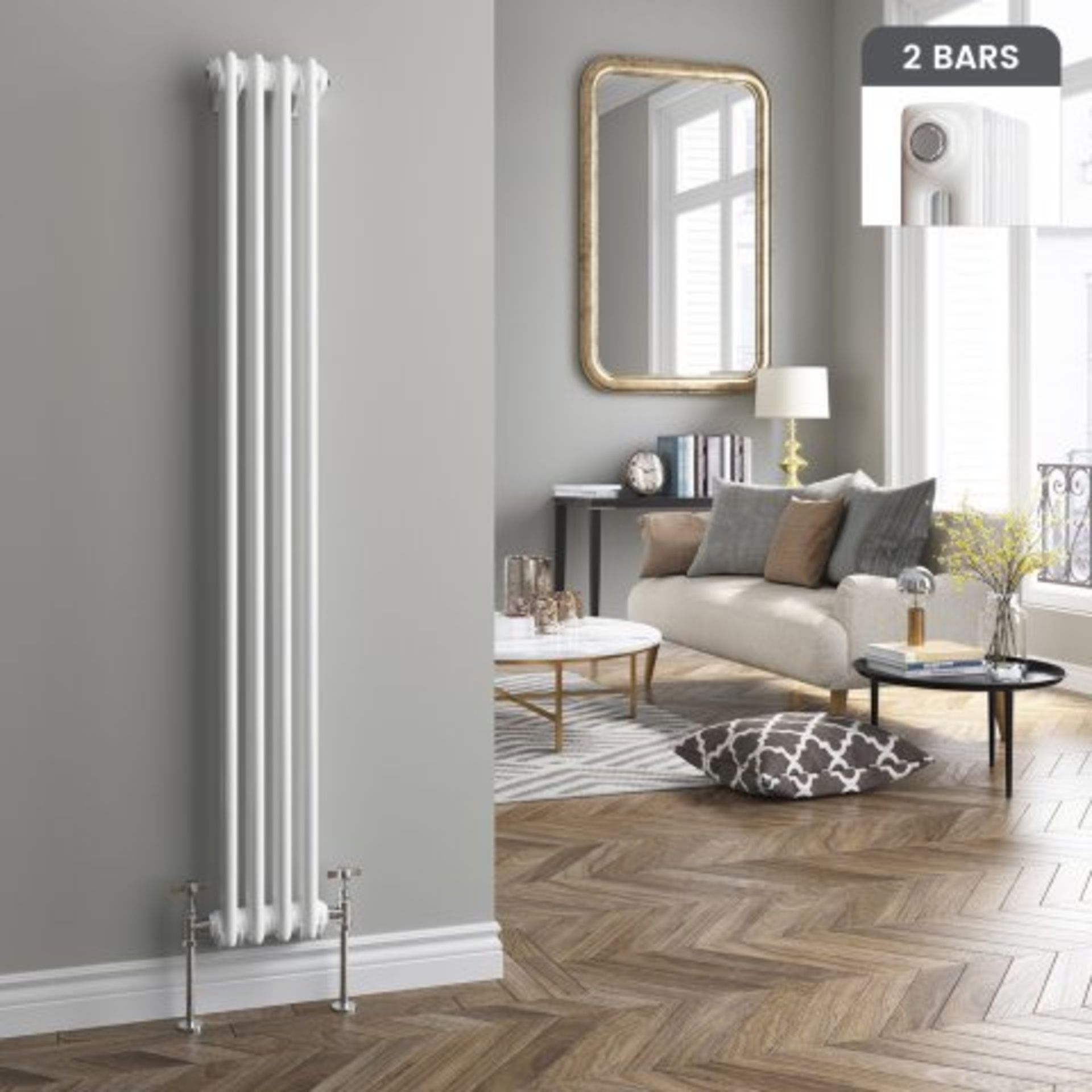 (I49) 1500x200mm White Double Panel Vertical Colosseum Radiator - Roma Premium Classic Touch For