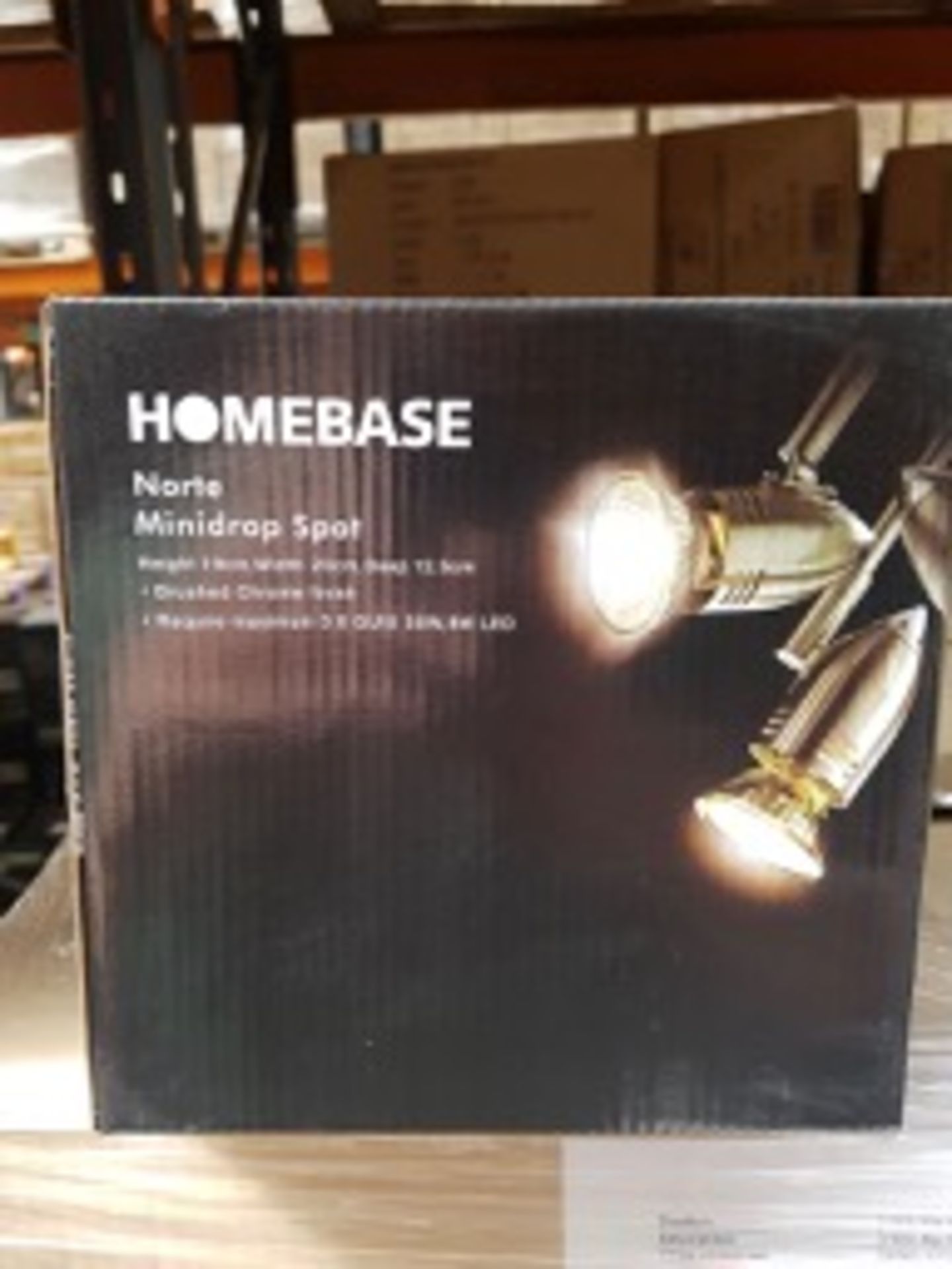 PALLET TO CONTAIN 96 x Brand New Norte Minidrop Spotlight. Brushed Chrome Finish. Brand new