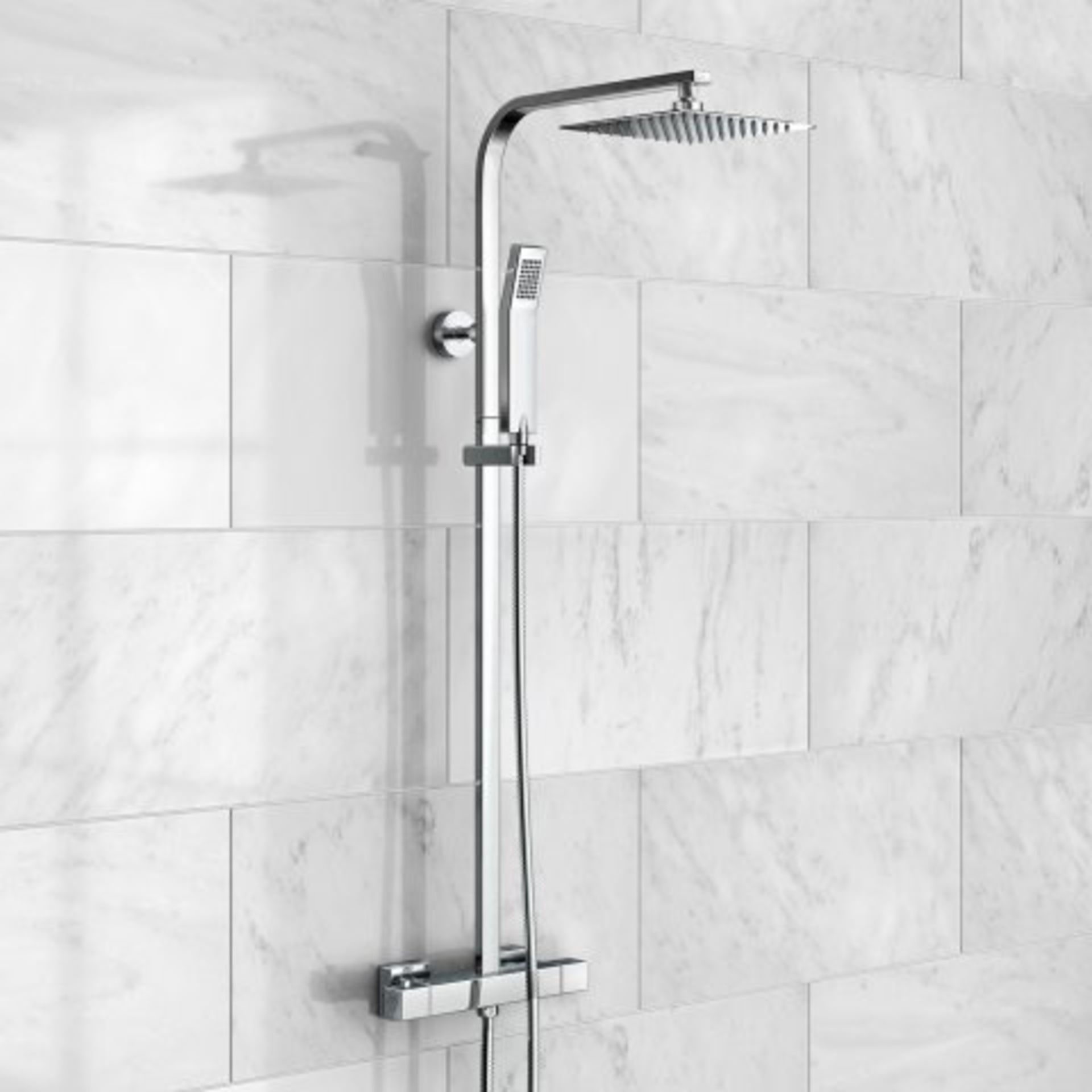 (N19) 200mm Square Head Thermostatic Exposed Shower Kit. RRP £349.99. Designer Style Our - Image 2 of 5