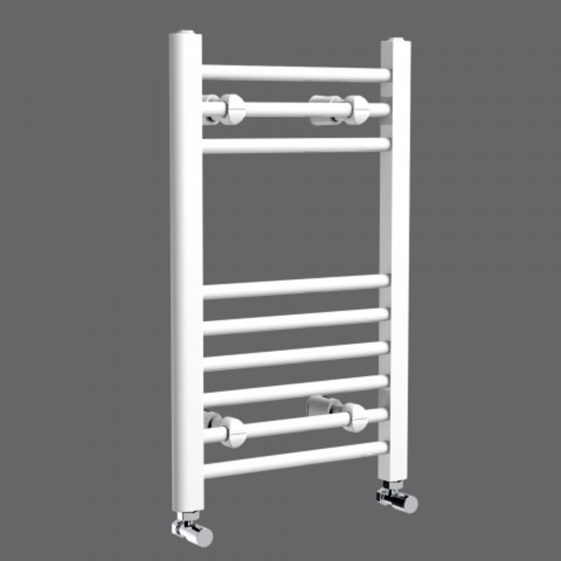 (O46) 650x400mm White Straight Rail Ladder Towel Radiator - Polar Basic Offering durability and - Bild 2 aus 3