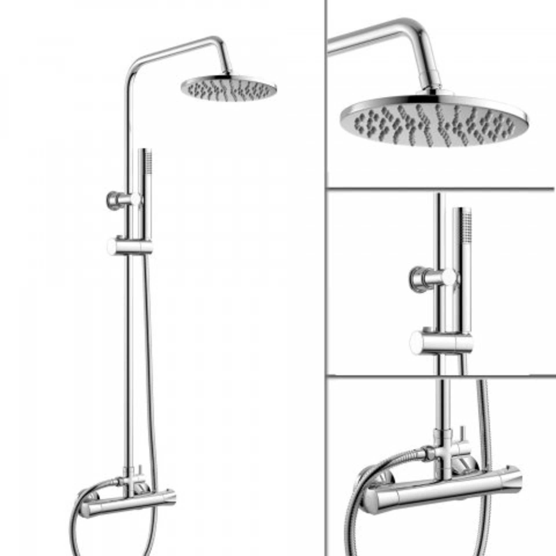 (N16) 200mm Round Head Thermostatic Exposed Shower Kit & Hand Held. RRP £299.99. Simplistic Style - Bild 2 aus 5