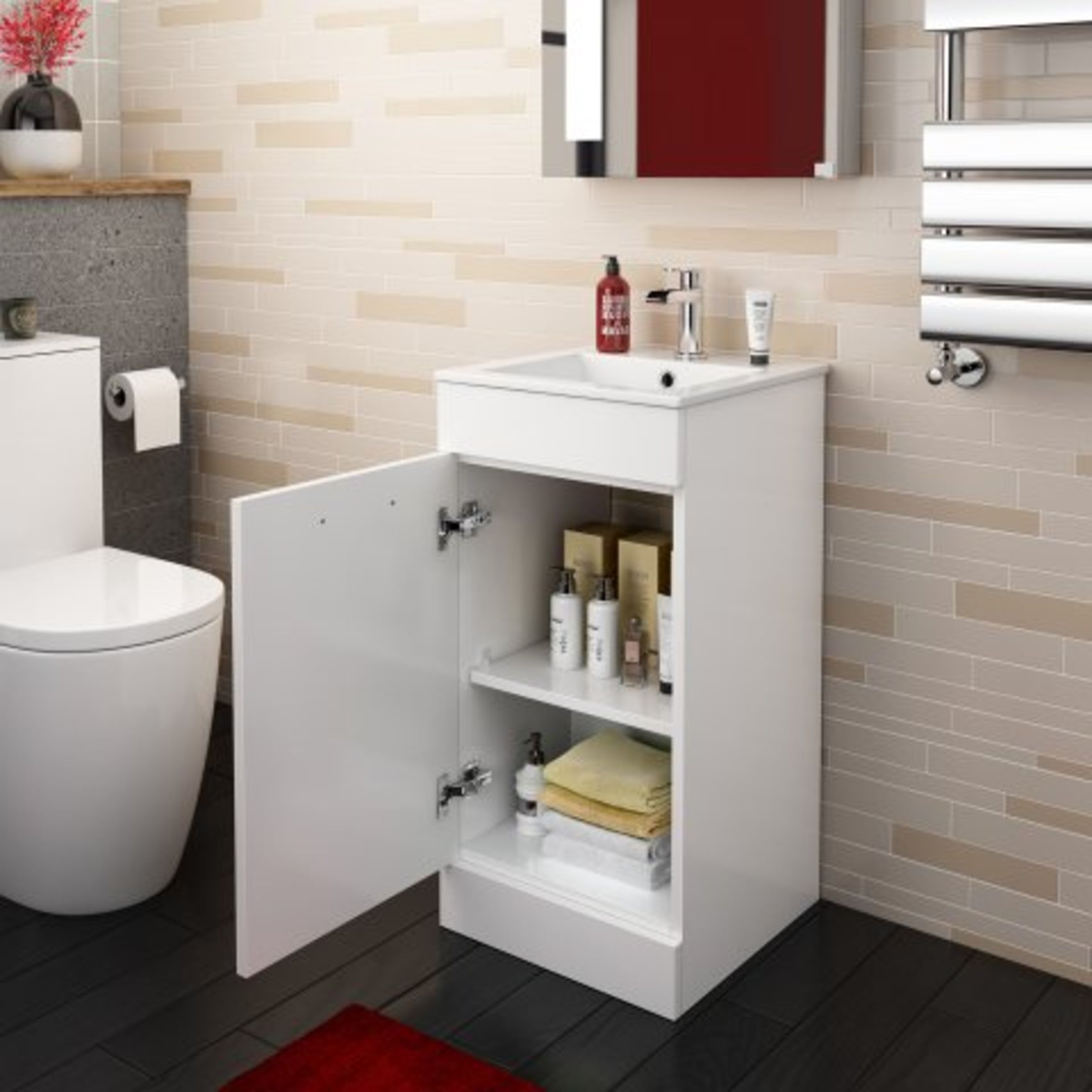 (I60) 400mm Severn High Gloss White Cloakroom Basin Cabinet - Floor Standing. RRP £212.99. COMES - Bild 2 aus 4