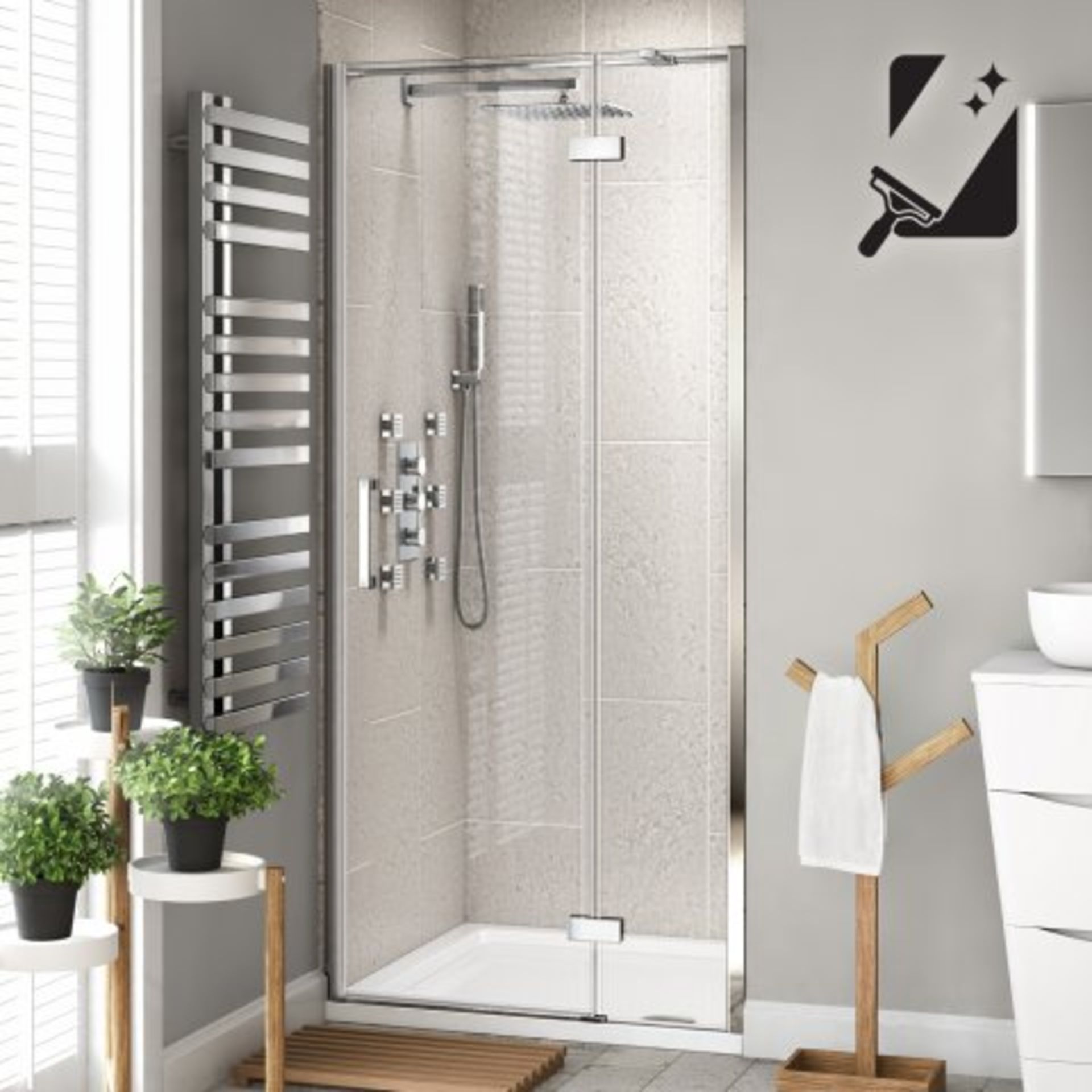 (N45) 760mm - 8mm - Premium EasyClean Hinged Shower Door. RRP £499.99. Premium Design Our Premium