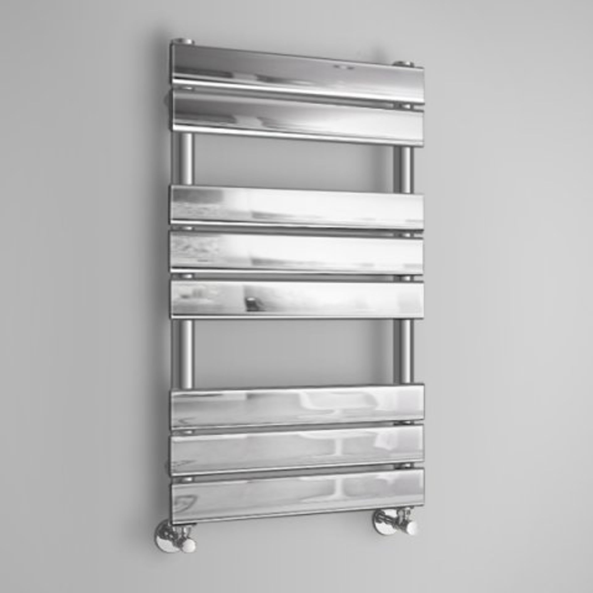 (N37) 800x450mm Chrome Flat Panel Ladder Towel Radiator - Francis Range. RRP £246.99. Stylishly - Image 2 of 5