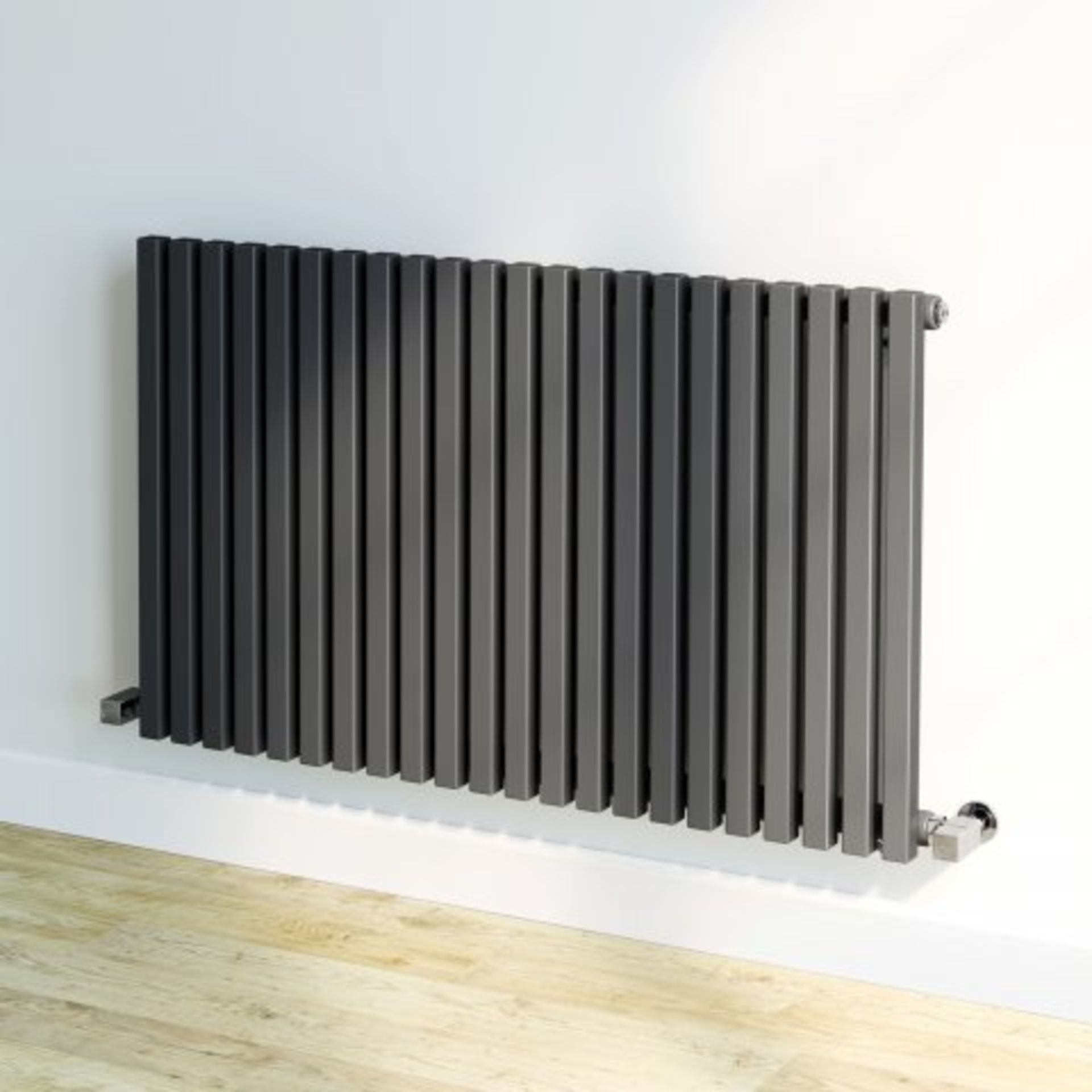 (N28) 600x990mm Anthracite Square Panel Designer Horizontal Radiator. RRP £374.99. Designer Touch - Bild 2 aus 5