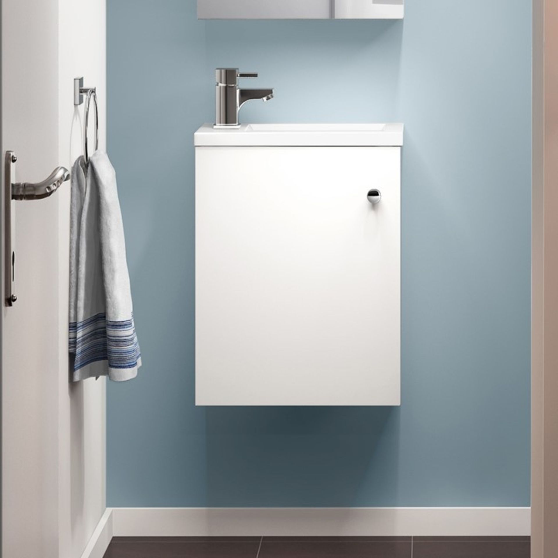 (N102) 400mm Blanc Matte White Basin Unit - Wall Hung. RRP £179.99. Brand New Stock. Freeing up